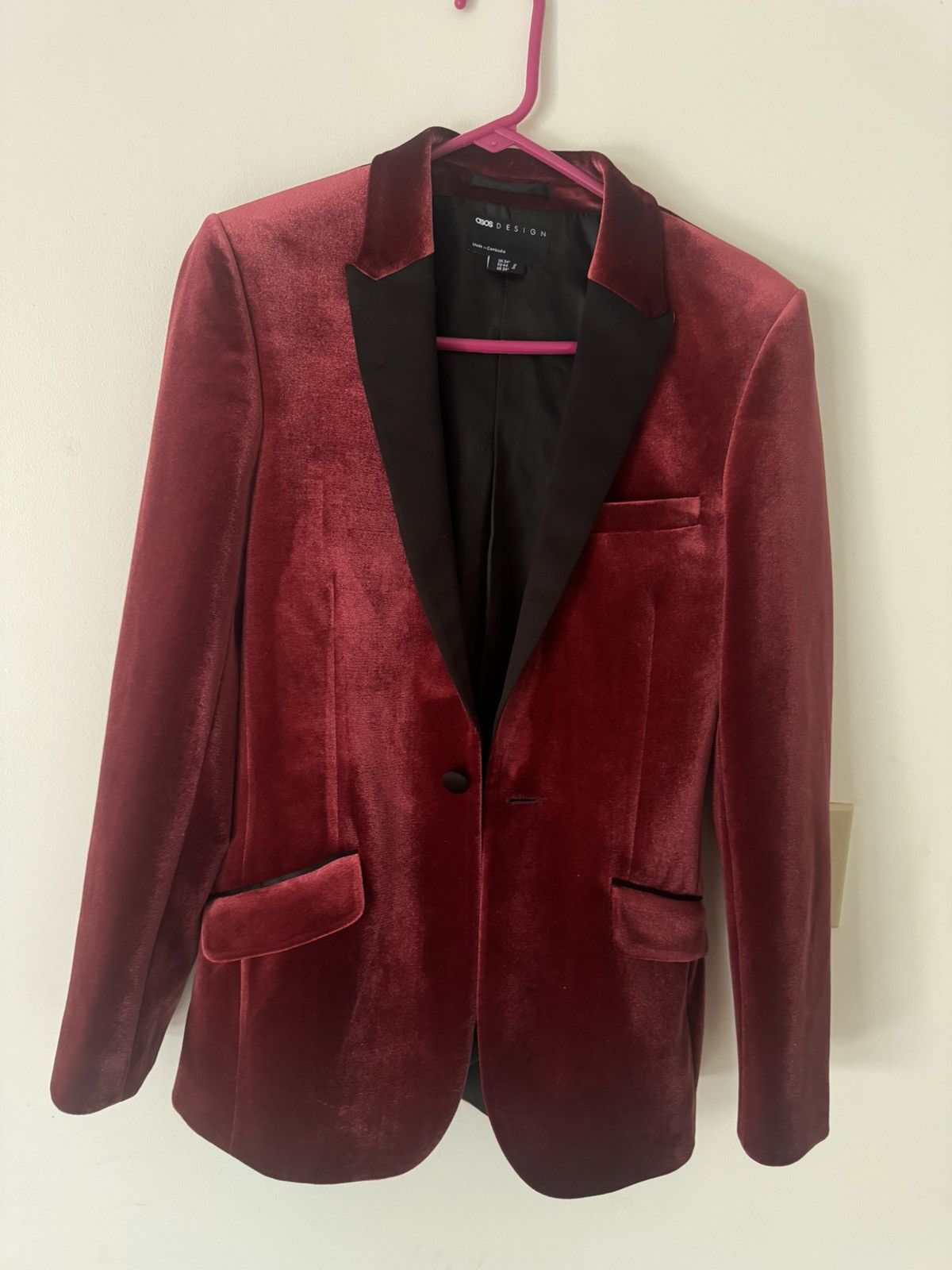 Asos asos Super Skinny Velvet Blazer Size 34R - 1 Thumbnail