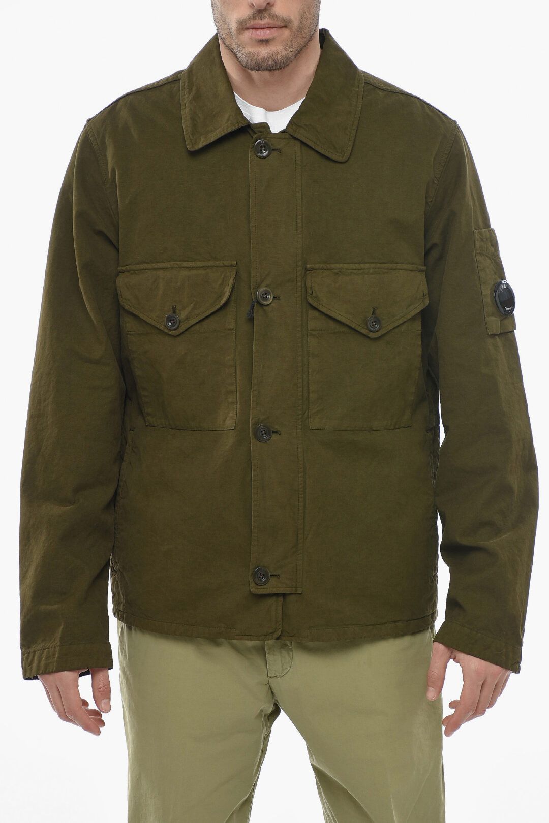 image of C P Company Og1Mm0424 Utility Pockets Overshirt In Miltary Green in Military Green, Men's (Size XL)