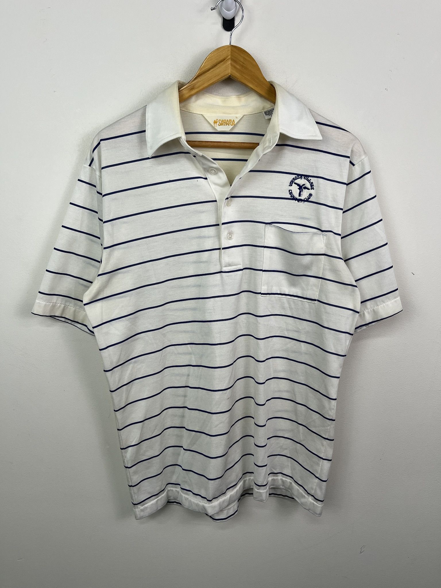 Polo Ralph Lauren × Vintage Vintage 90's Sahara Quarter Button Down "Voyager VIllage Country Club" Embroidered Two Tone Lined Pattern Polo Style Shirt Size US L / EU 52-54 / 3 - 1 Thumbnail