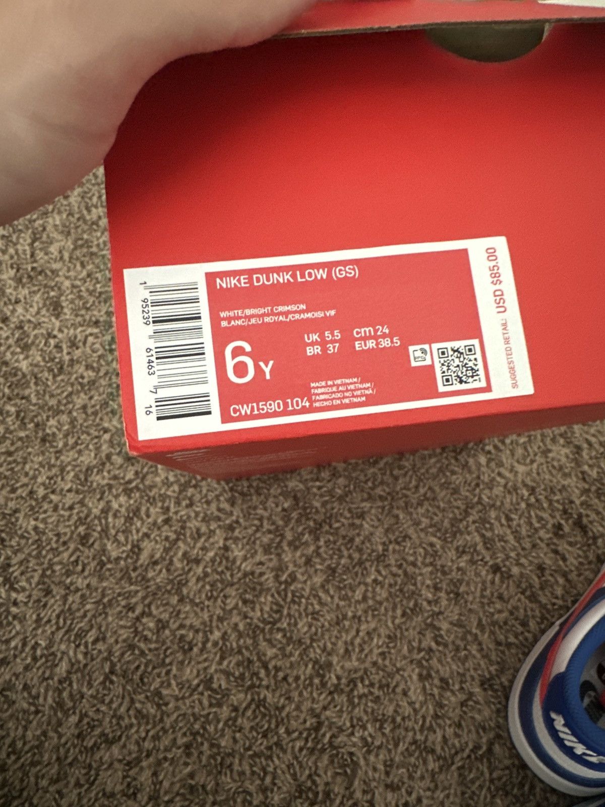 Nike Nike Dunk Crimson Game Royal (GS) Size US 6 / EU 39 - 7 Thumbnail