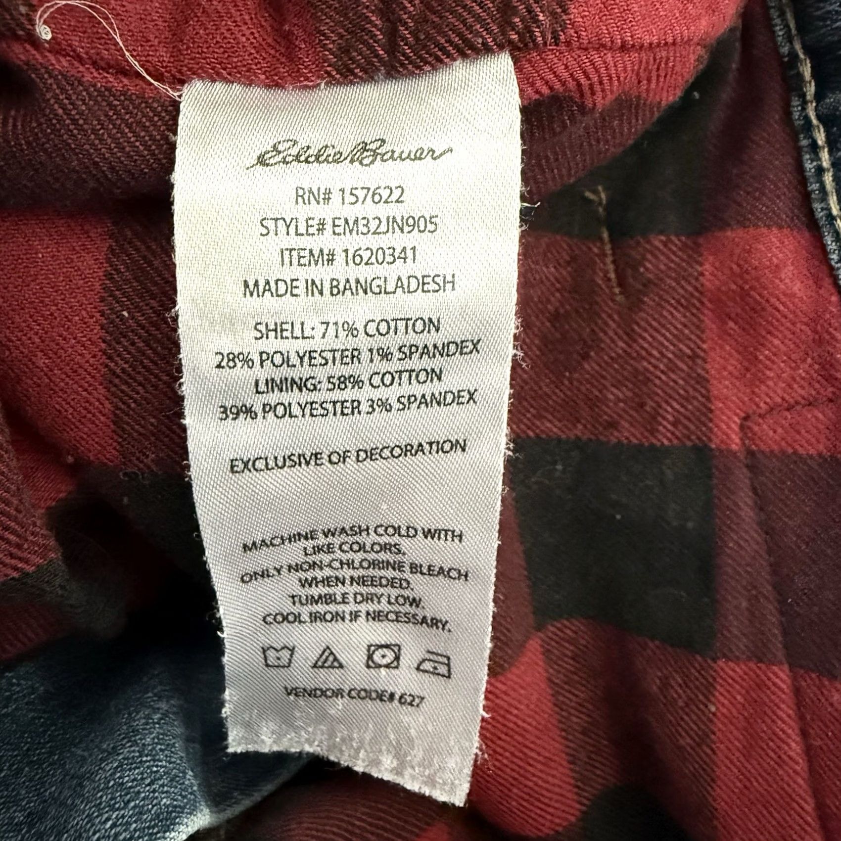 Eddie Bauer Eddie Bauer Jeans Mens 34x30 Blue Denim Straight Leg 5-Pocket Zip Regular Waist Flannel Lined Workwear Size US 34 / EU 50 - 6 Thumbnail