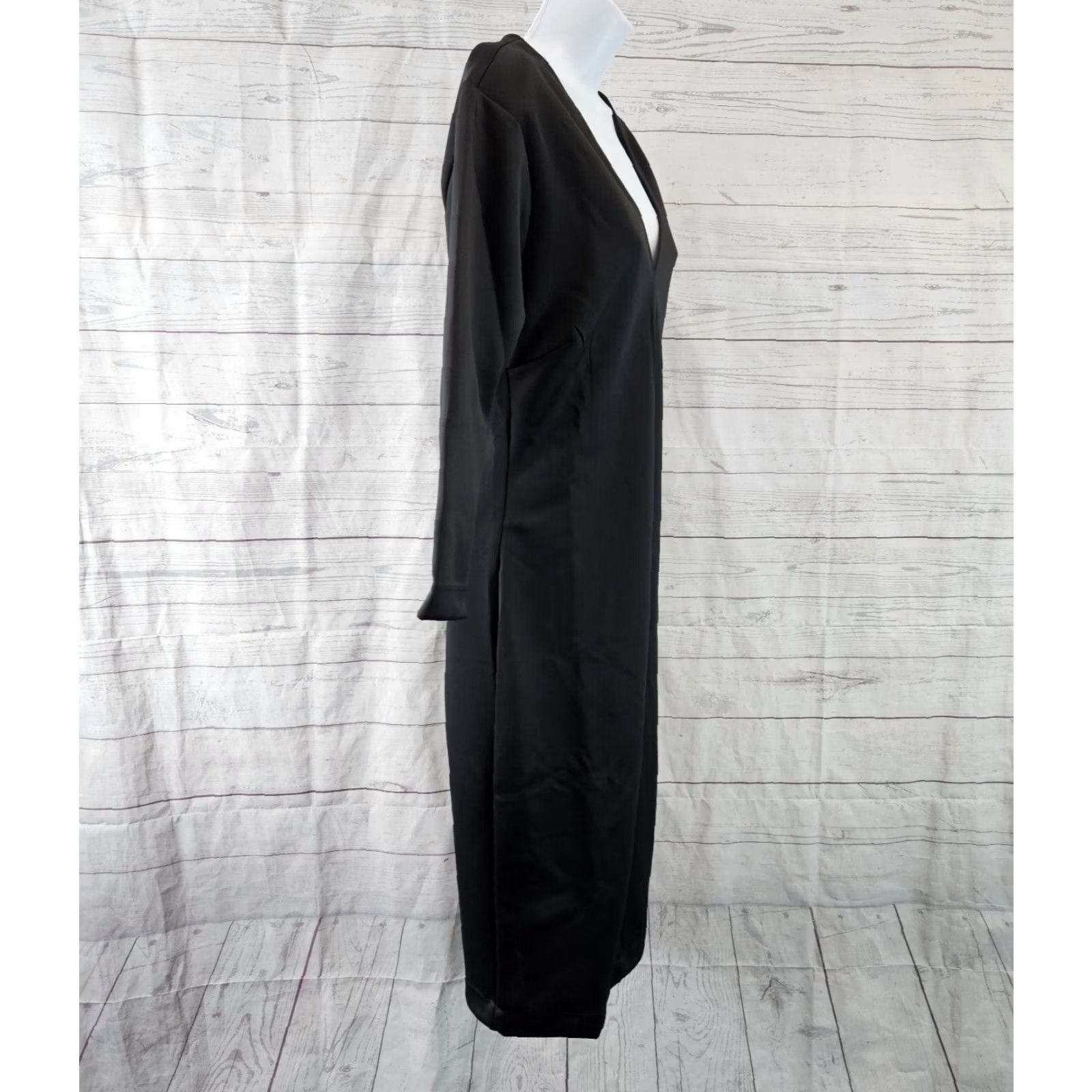 Elizabeth and James Textile Elizabeth and James Dress Womens XL Solid Black V-Neck 3/4 Sleeve Midi Bodycon Sheath Size XL / US 12-14 / IT 48-50 - 3 Thumbnail