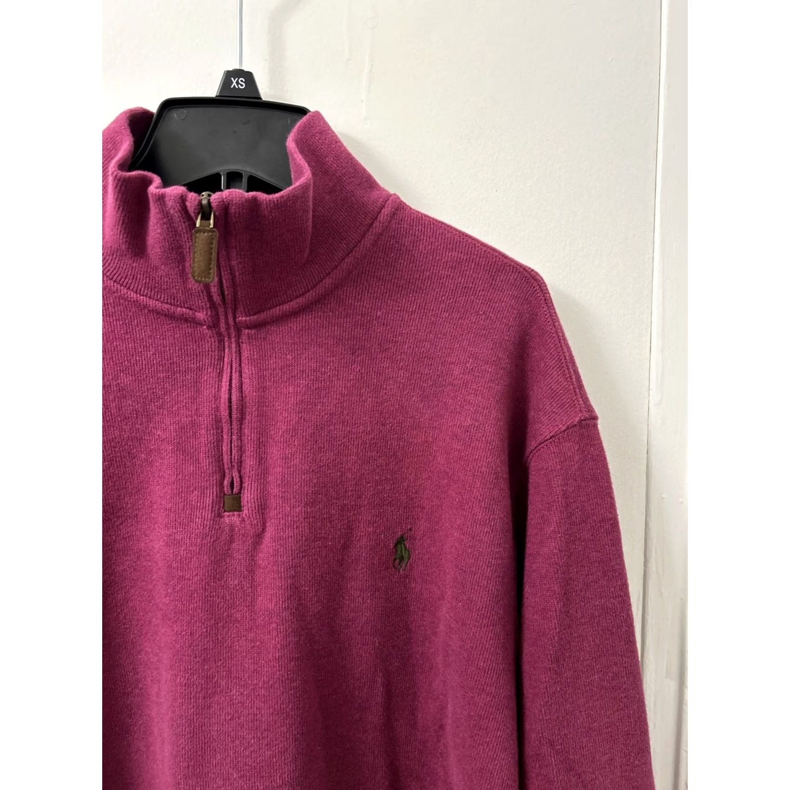 Ralph Lauren Polo Ralph Lauren Sweater Mens L Pink 1/4-Zip Pullover Cotton Knit Rib-Knit Pony Logo Embroidered Solid Long Sleeve Classic Fit Fall Winter Spring Size US L / EU 52-54 / 3 - 4 Thumbnail