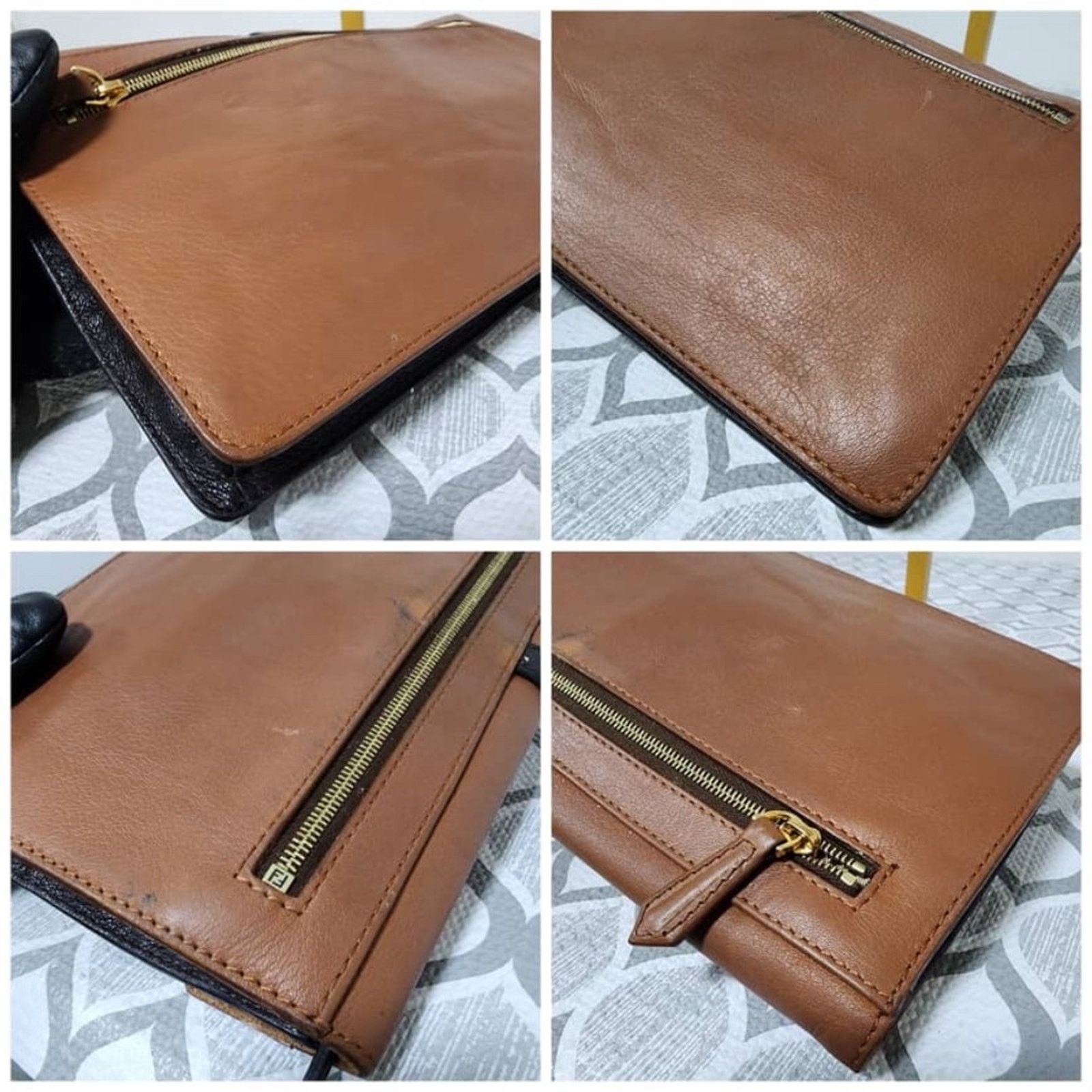 Fendi Fendi Leather Patent Leather Trim Fendista Envelope Clutch Size ONE SIZE - 10 Thumbnail