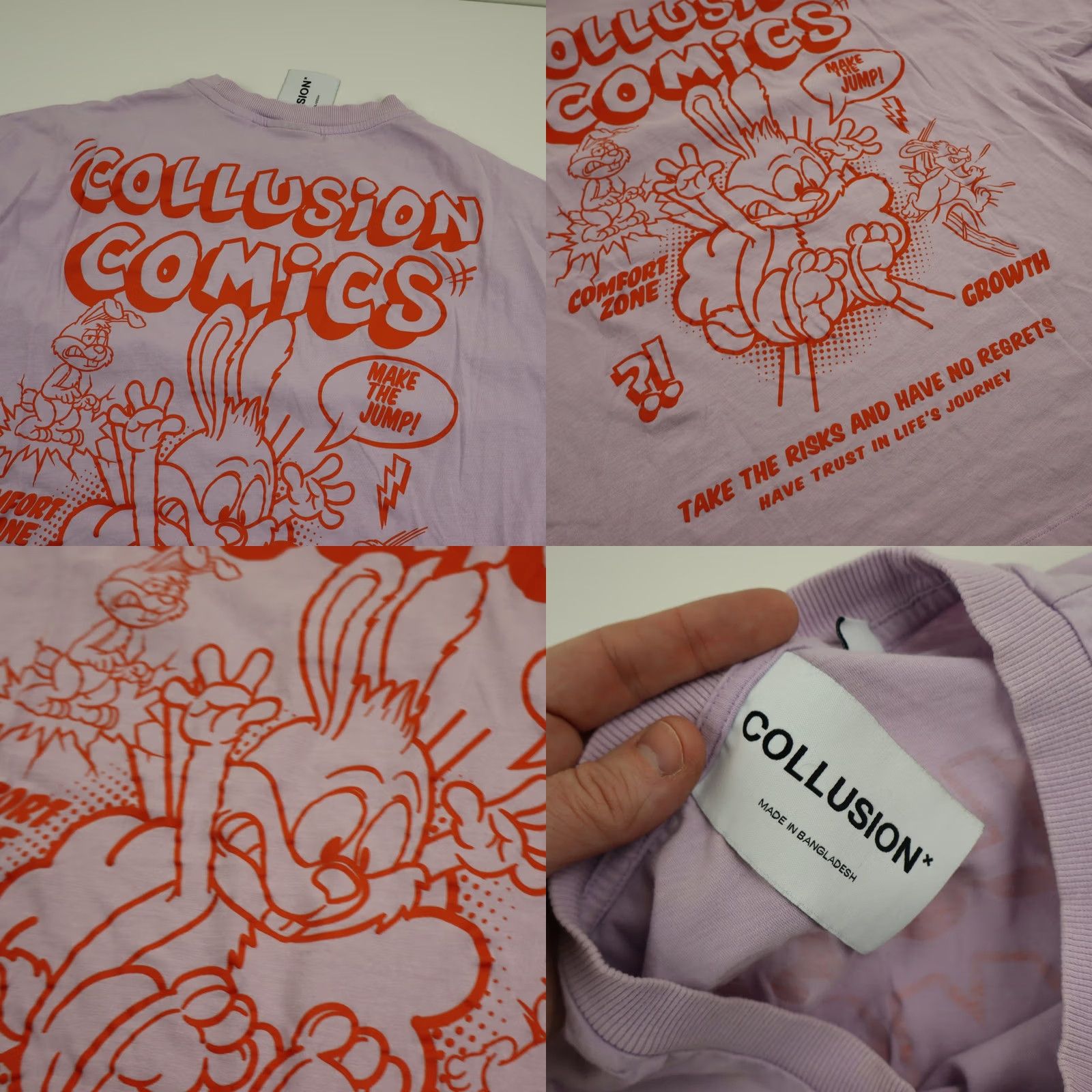 Vintage COLLUSION COLLUSION COMICS Bunny T Shirt Mens L Purple Orange Graphic Print Short Sleeve Crew Neck Vintage: No Size US L / EU 52-54 / 3 - 8 Thumbnail