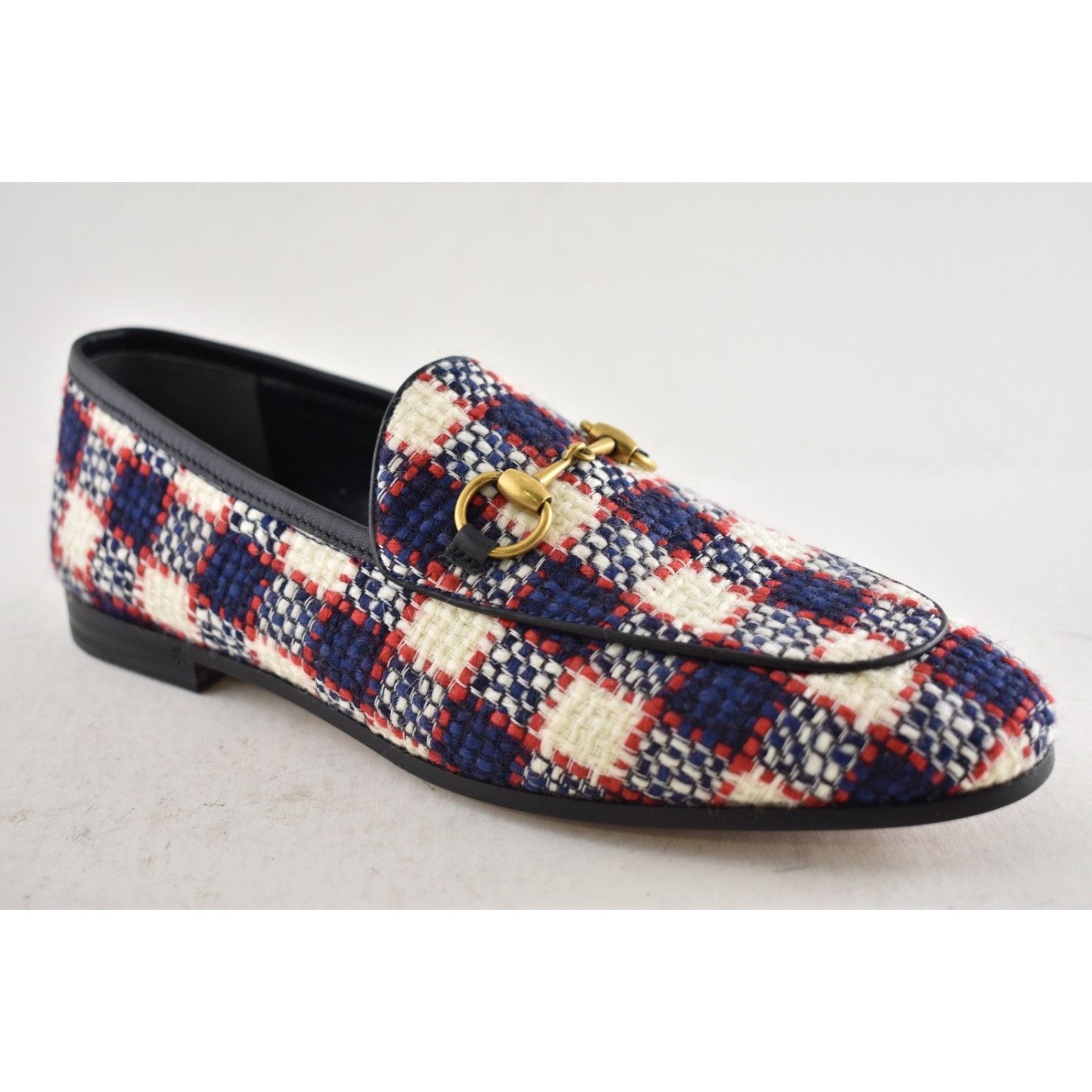 Gucci Gucci New Jordaan Blue Red White Black Tweed Check Size US 8.5 / IT 38.5 - 5 Thumbnail