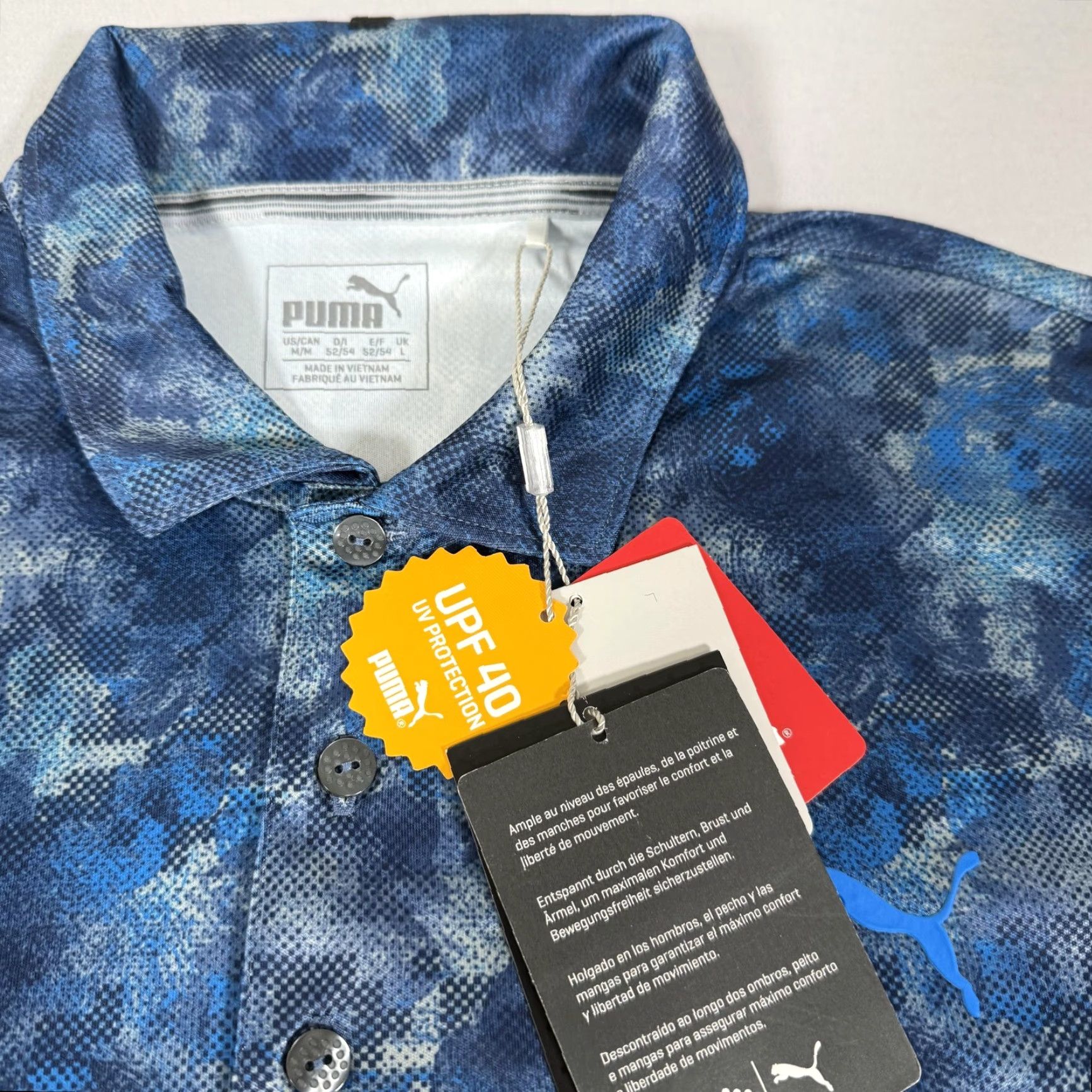 Puma Puma Shirt Mens Medium Blue Camo Paradiso Drycell Performance UPF 40 New Size US M / EU 48-50 / 2 - 5 Thumbnail