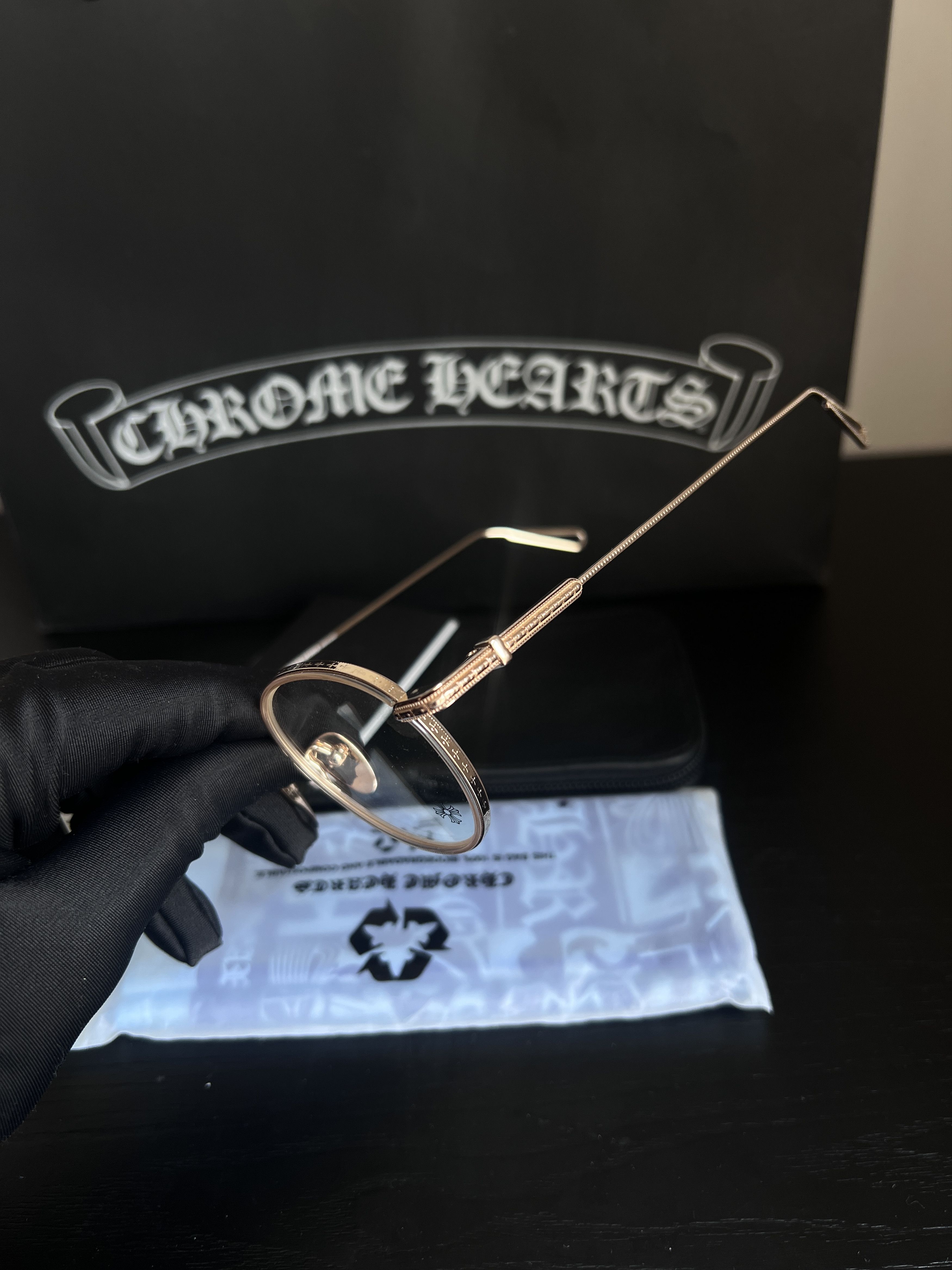 Chrome Hearts CHROME HEARTS SEXCEL CRYSTAL/GOLD PLATED GLASSES Size ONE SIZE - 5 Thumbnail