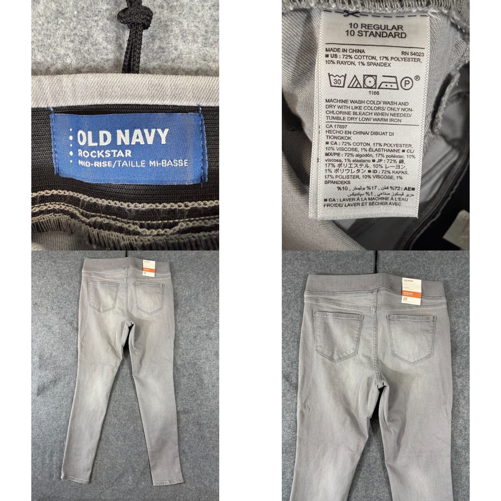 Old Navy VINTAGE Old Navy Jeans Womens 10 Gray Denim Mid Rise Elastic Waist Rockstar Jegging NWT Size 32" / US 10 / IT 46 - 8 Thumbnail