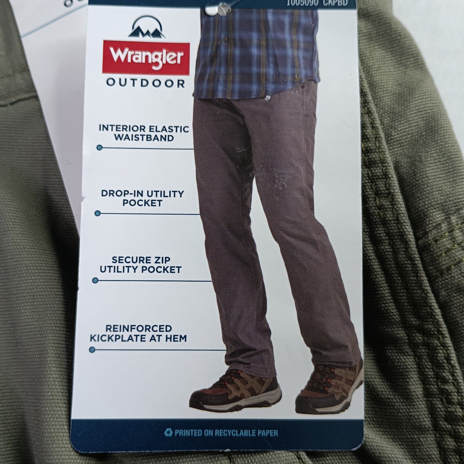 Wrangler Wrangler Utility Pants Mens 33x30 Green Straight Fit UPF 50+ Size US 33 - 3 Thumbnail