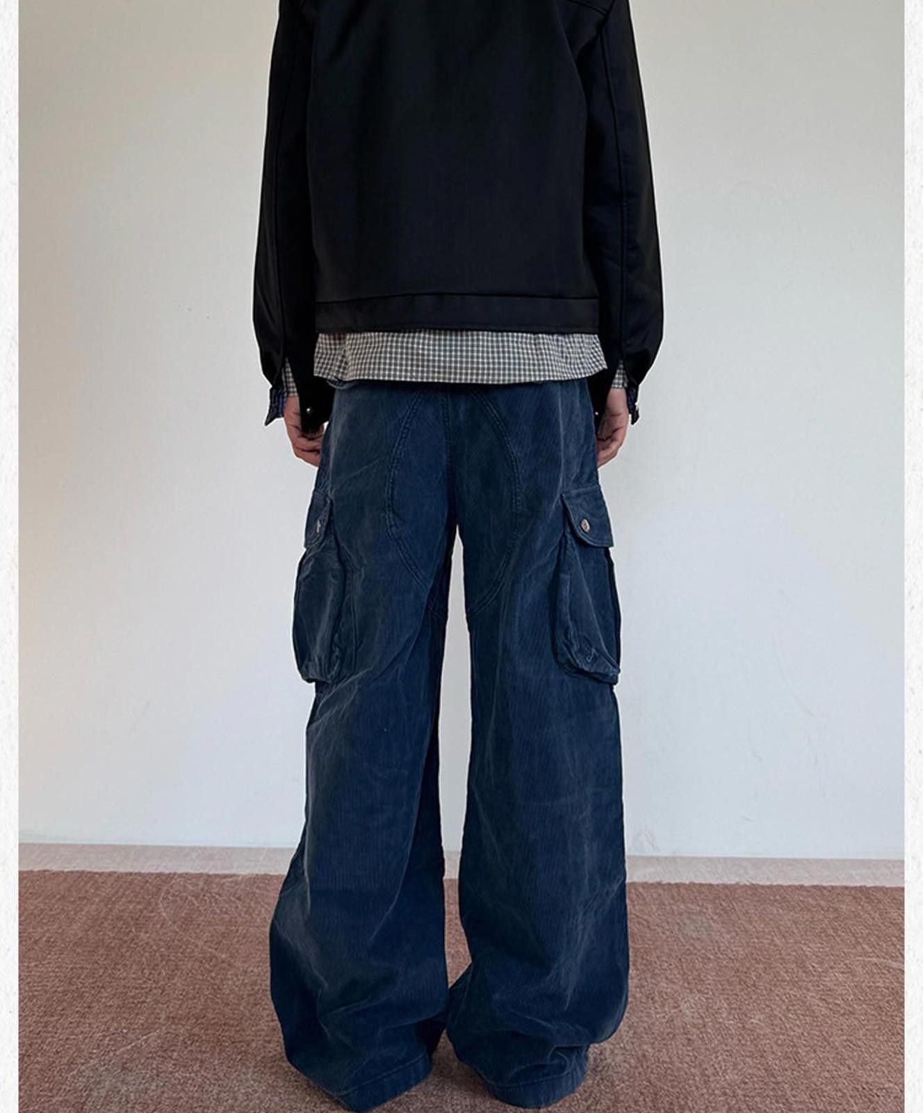 Other Blue Corduroy Multi-Pocket Cargo Wide Leg Pants Size US 30 / EU 46 - 9 Thumbnail