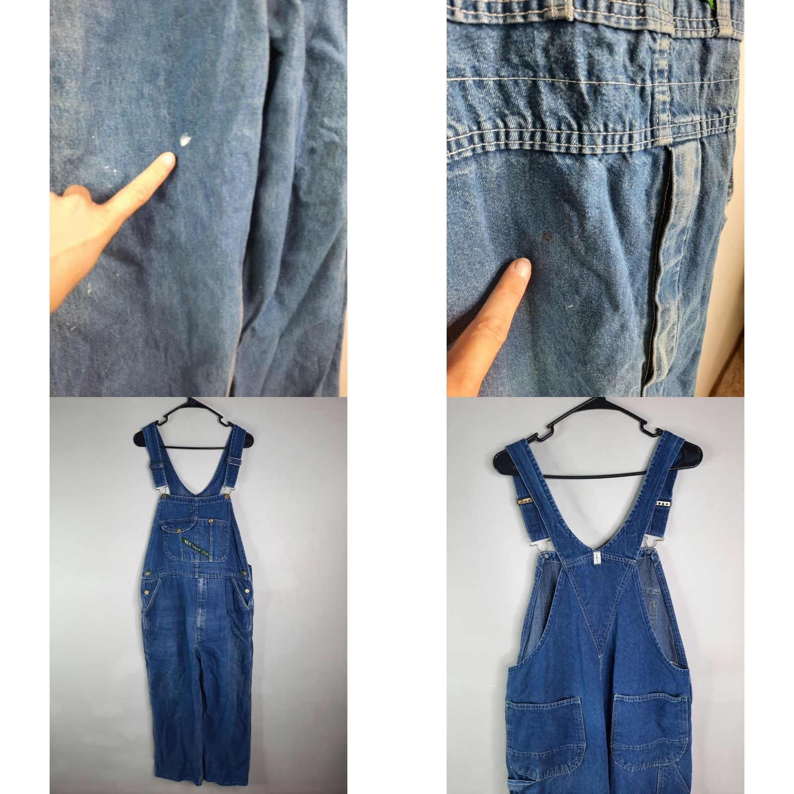 Vintage VINTAGE Key Imperial Overall Coverall Denim Hi-Back Bib Men 40x29 38W X 27L USA Zip Fly Button & Zip Blue Denim Cotton Regular Mens Overalls Size US 38 / EU 54 - 8 Thumbnail