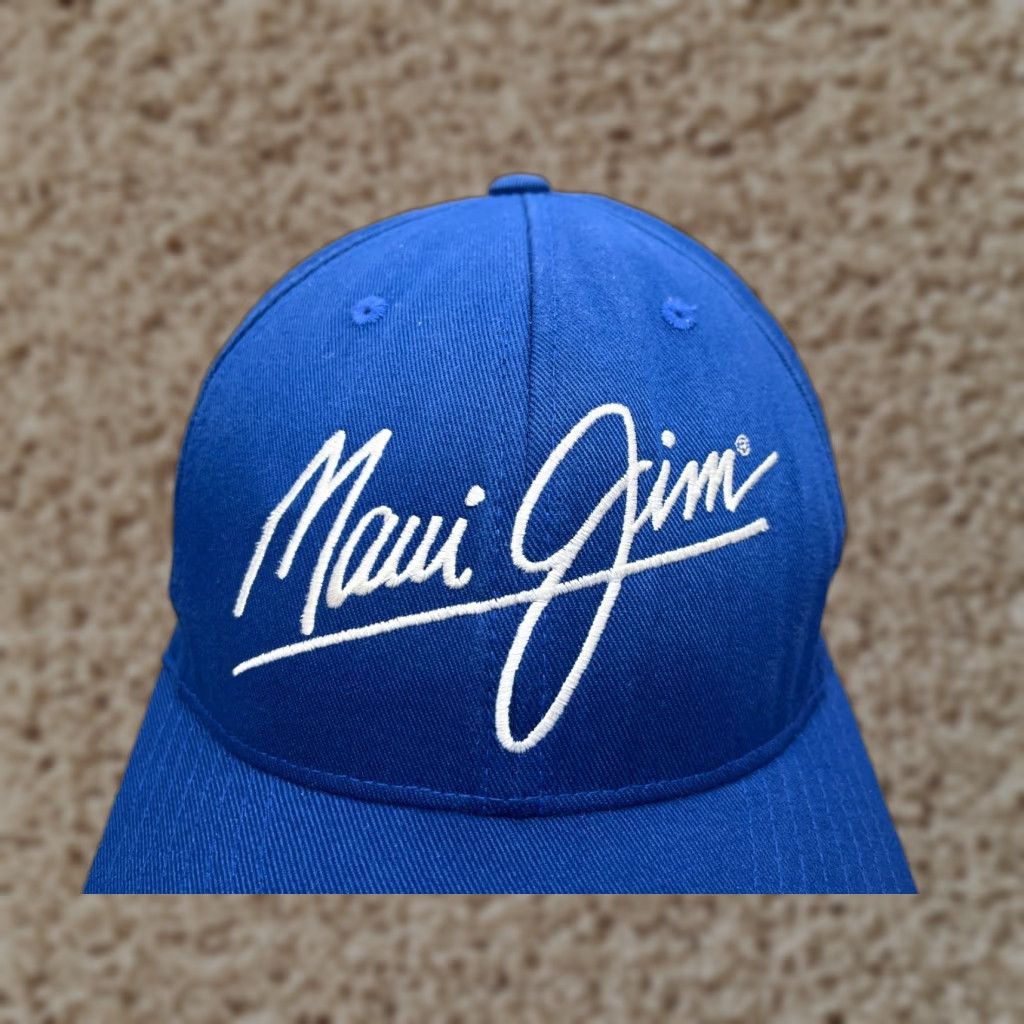 Vintage Maui Jim Hat Cap Fitted Adult Extra Large Blue Polyester Blend Flexfit Cap, XL, Blue, Be Apache? Size ONE SIZE - 1 Thumbnail