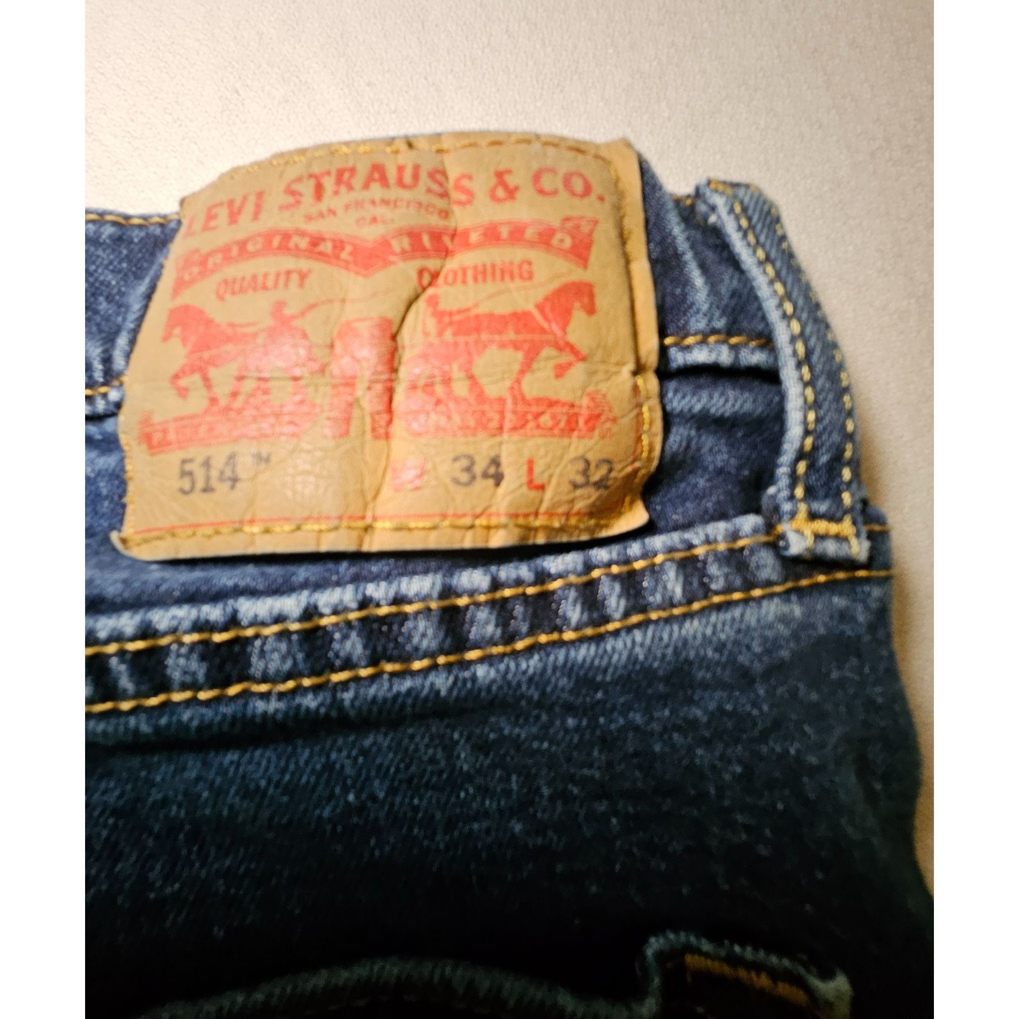 Levi's Levi Mens 514 Size 34 x 32 (30 Length) Dark Wash Straight Le Size US 34 / EU 50 - 5 Thumbnail