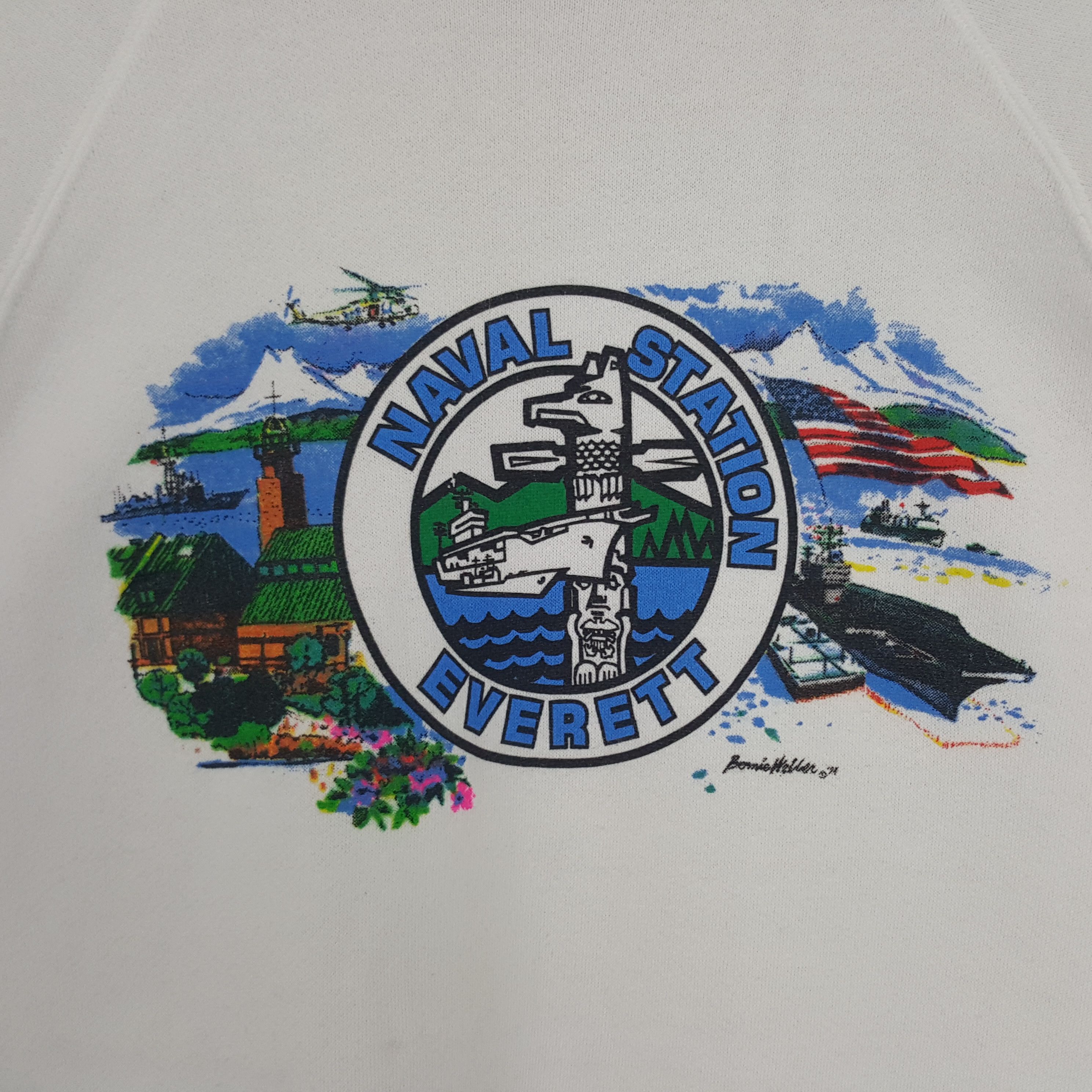 Naval Clothing Factory × Vintage Vintage Naval Station Everett American Streetwear Sweatshirt Size US M / EU 48-50 / 2 - 2 Thumbnail