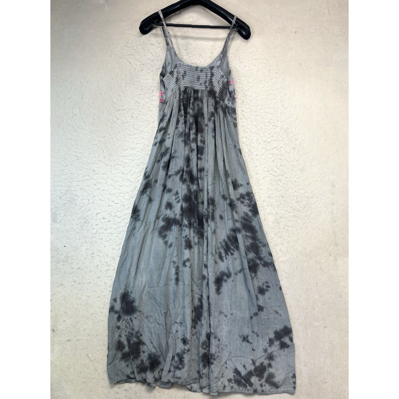 Vintage Japna Dress Womens M Embroidered Maxi Sleeveless Adjustable Straps 100% Rayon Size M / US 6-8 / IT 42-44 - 2 Thumbnail
