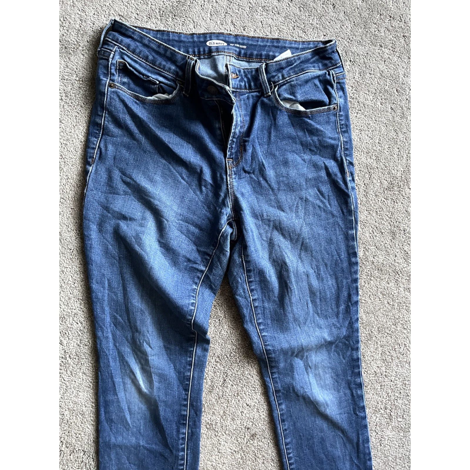 Old Navy Old Navy Women's Mid-Rise Skinny Jeans Denim Stretch Dark Blue Size 12 Regular Size 34" / US 12 / IT 48 - 2 Thumbnail
