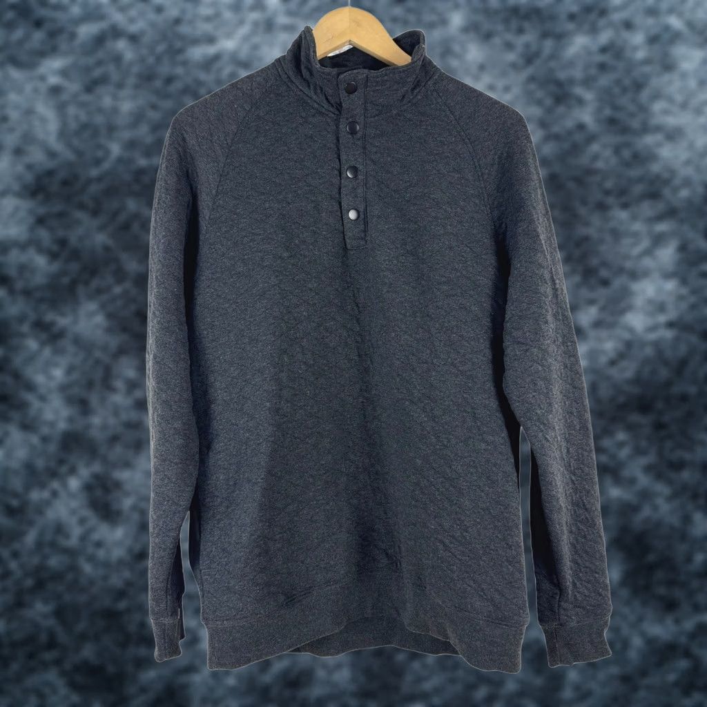 Vintage Goodfellow & Co Mens Quilted Snap Neck Pullover Sweatshirt Charcoal Gray M Size US M / EU 48-50 / 2 - 1 Thumbnail