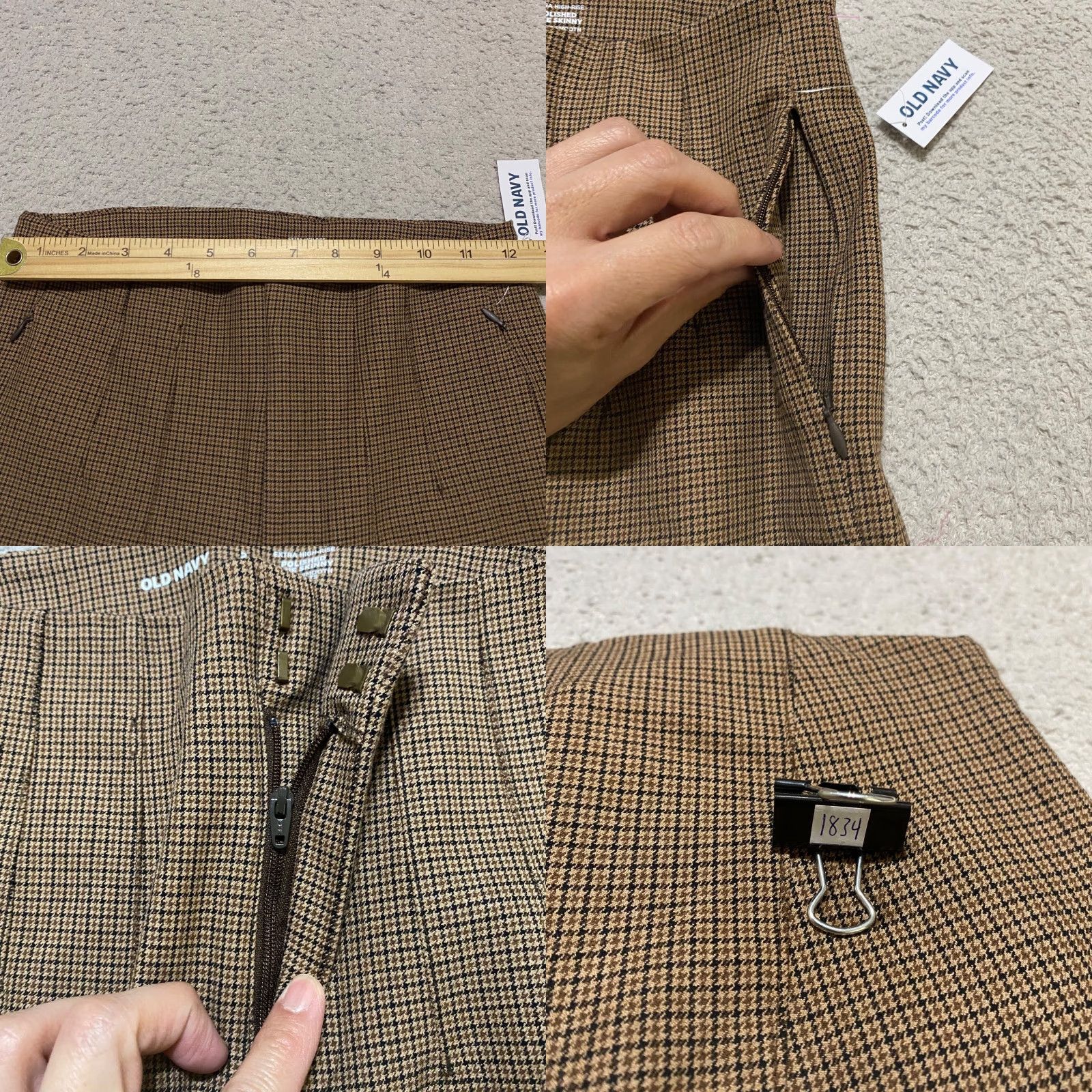 Old Navy Old Navy Womens Tall Pants Brown Plaid Pixie Skinny Ankle High Rise Pockets 2 Size 26" / US 2 / IT 38 - 8 Thumbnail