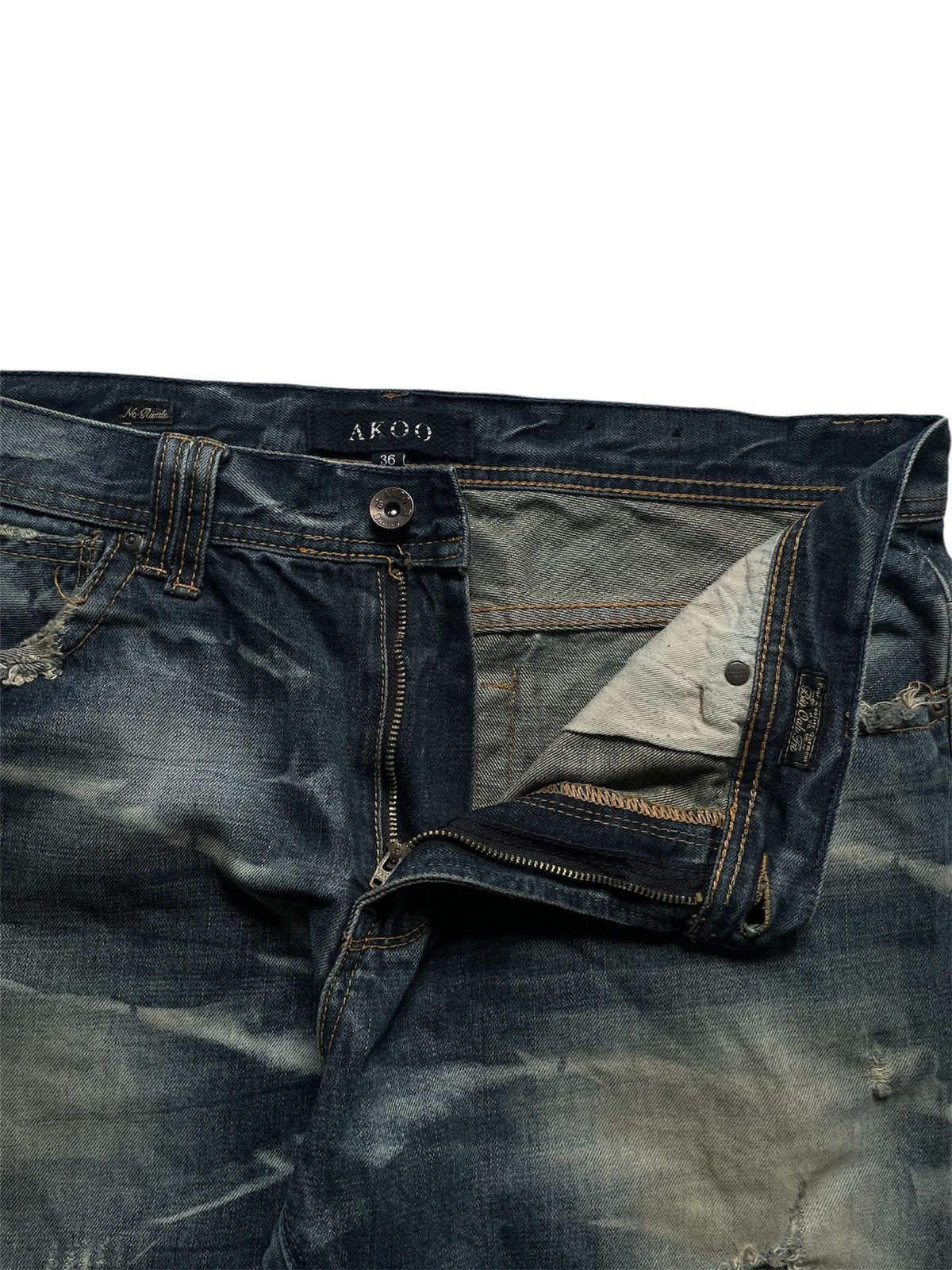 Japanese Brand × Vintage Vintage Japanese Brand Akoo Distressed Jeans Size US 36 / EU 52 - 8 Thumbnail