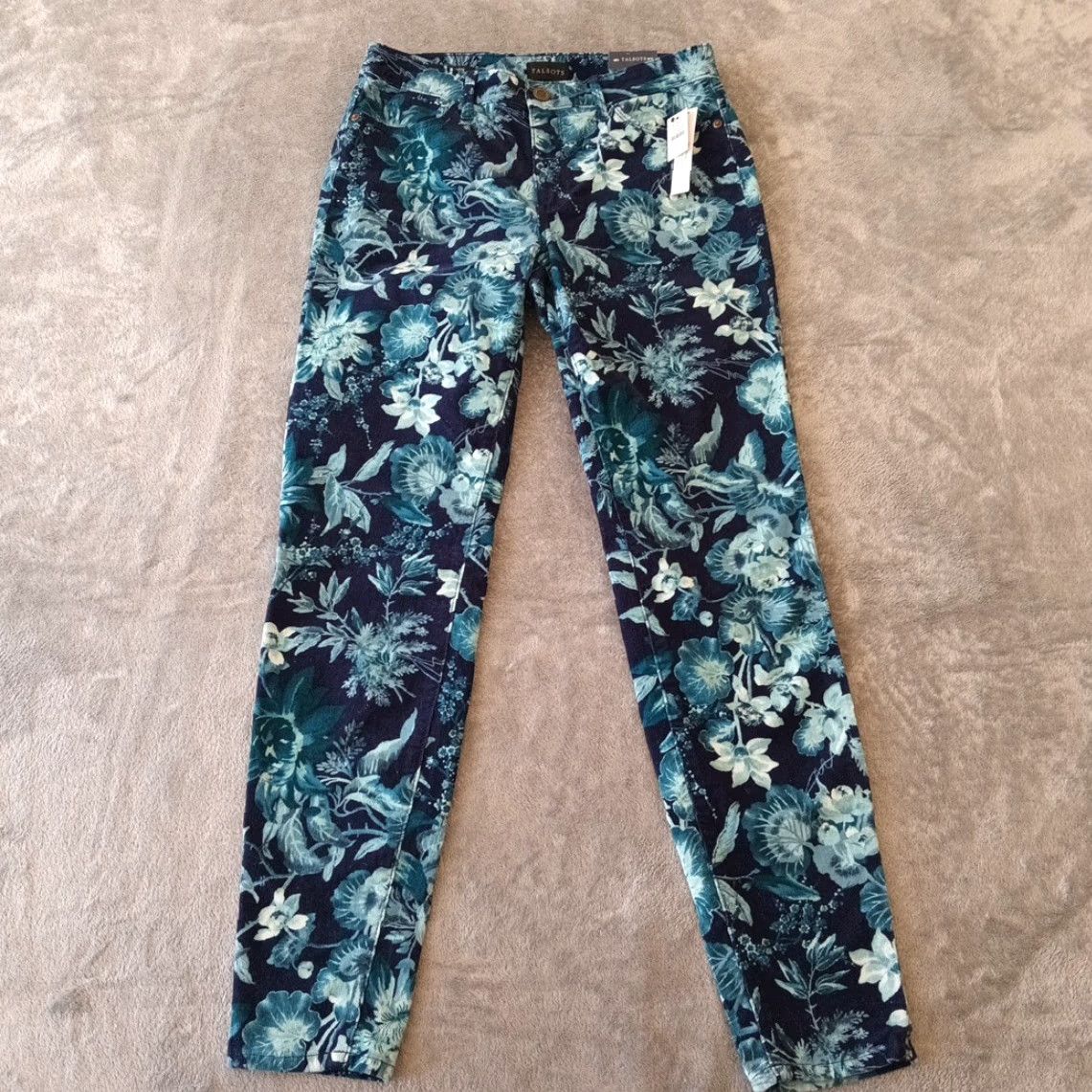 Talbots Talbots Corduroy Jegging Pants Womens Size 2 Blue Floral Skinny Stretch New Size 26" / US 2 / IT 38 - 2 Thumbnail