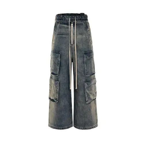 Japanese Brand Unisex Multi-pockets Drawstring Jeans Size US 31 - 3 Thumbnail