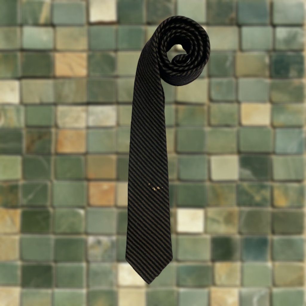 Vintage VINTAGE Wembley Striped Black Gold Skinny Tie 51 x 2 Men Tie Size ONE SIZE - 1 Thumbnail