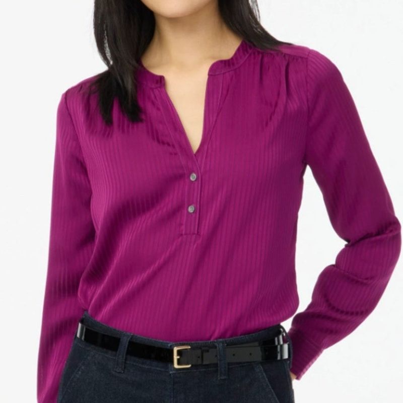 J.Crew J. Crew Womens Shadow Striped Popover Placket Blouse Size XS Size XS / US 0-2 / IT 36-38 - 1 Thumbnail