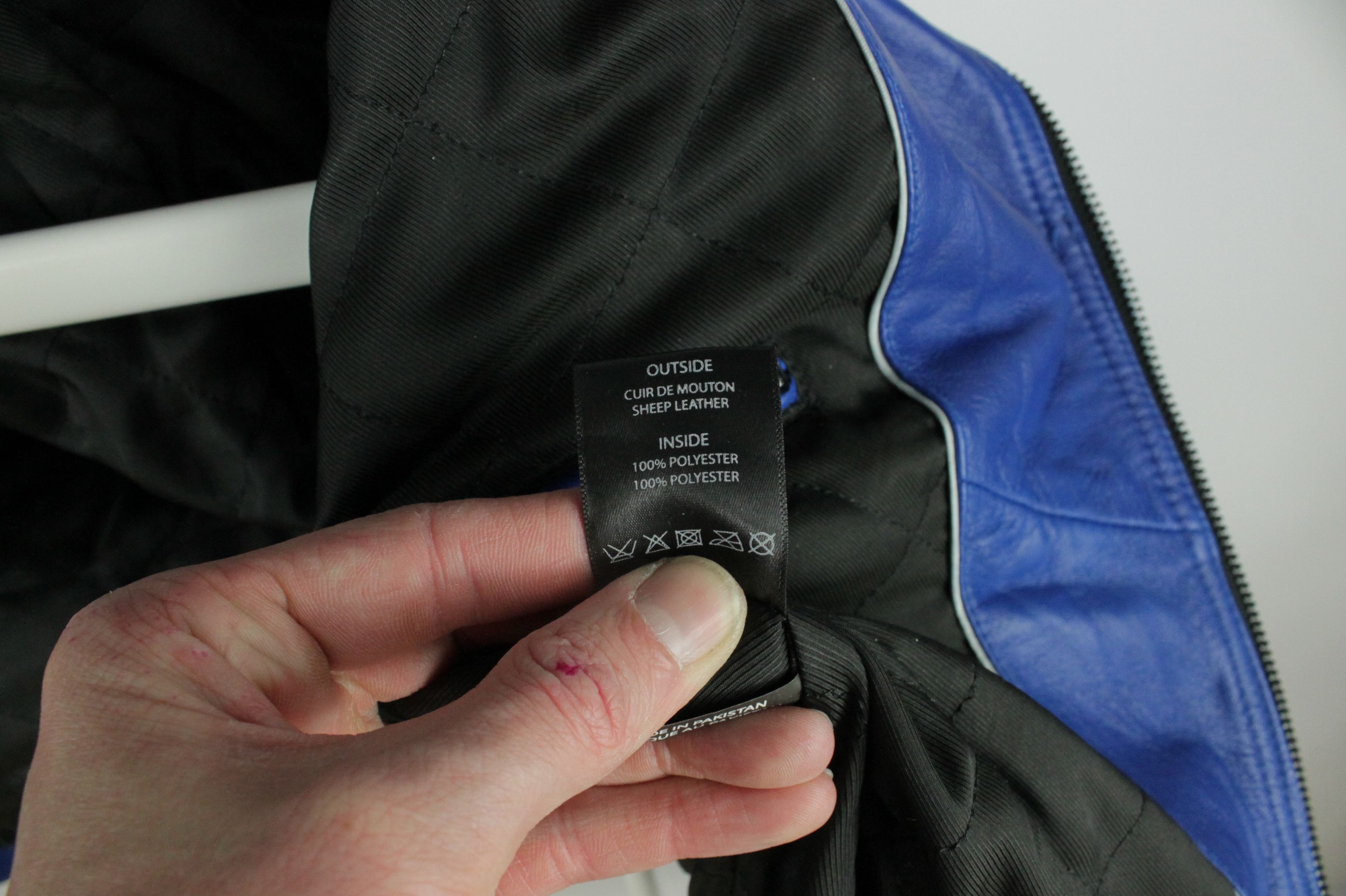 Genuine Leather LADC Paris Perfecto Blue Leather Jacket With Fur Collar Size US XS / EU 42 / 0 - 12 Thumbnail
