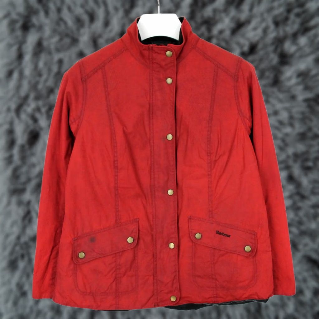 Barbour BARBOUR Winter Ferndown Jacket Women UK 16 High Neck Lined Two Way Zip Red Jacket Size XXL / US 16-18 / IT 52-54 - 1 Thumbnail