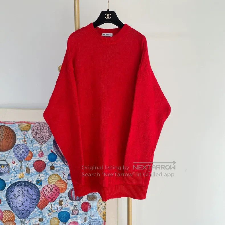 Balenciaga Balenciaga Red Knit Logo Top Size US XS / EU 42 / 0 - 1 Thumbnail