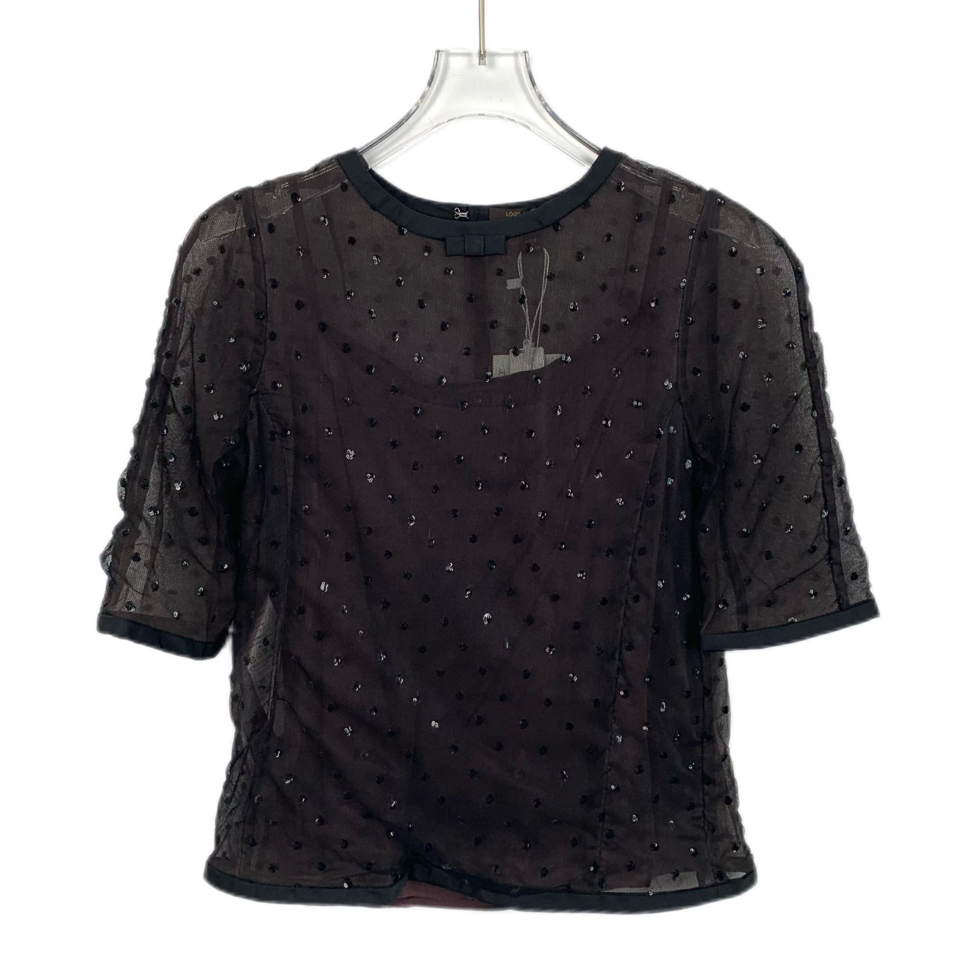 Louis Vuitton Louis Vuitton Black Sheer Polka Dot Blouse Womens Size 34 Ma Size XXS / US 00 / IT 34 - 1 Thumbnail