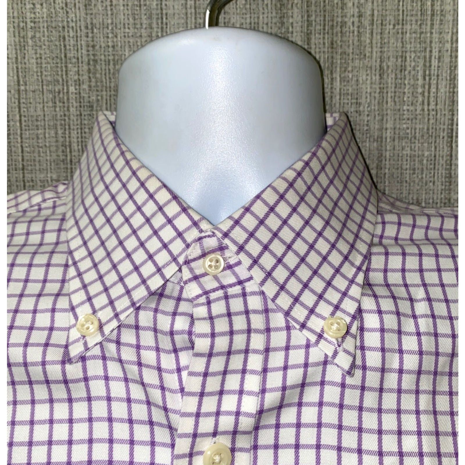 Peter Millar Peter Millar Shirt Mens Regular Button-Up Long Sleeve White Purple Checkered Size M Size US M / EU 48-50 / 2 - 4 Thumbnail