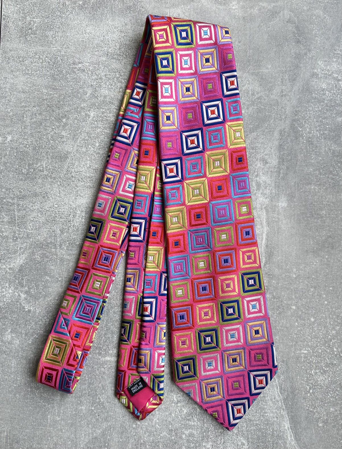 Duchamp Duchamp London Mens Silk Tie Bold Geometric Square Pattern Size ONE SIZE - 1 Thumbnail