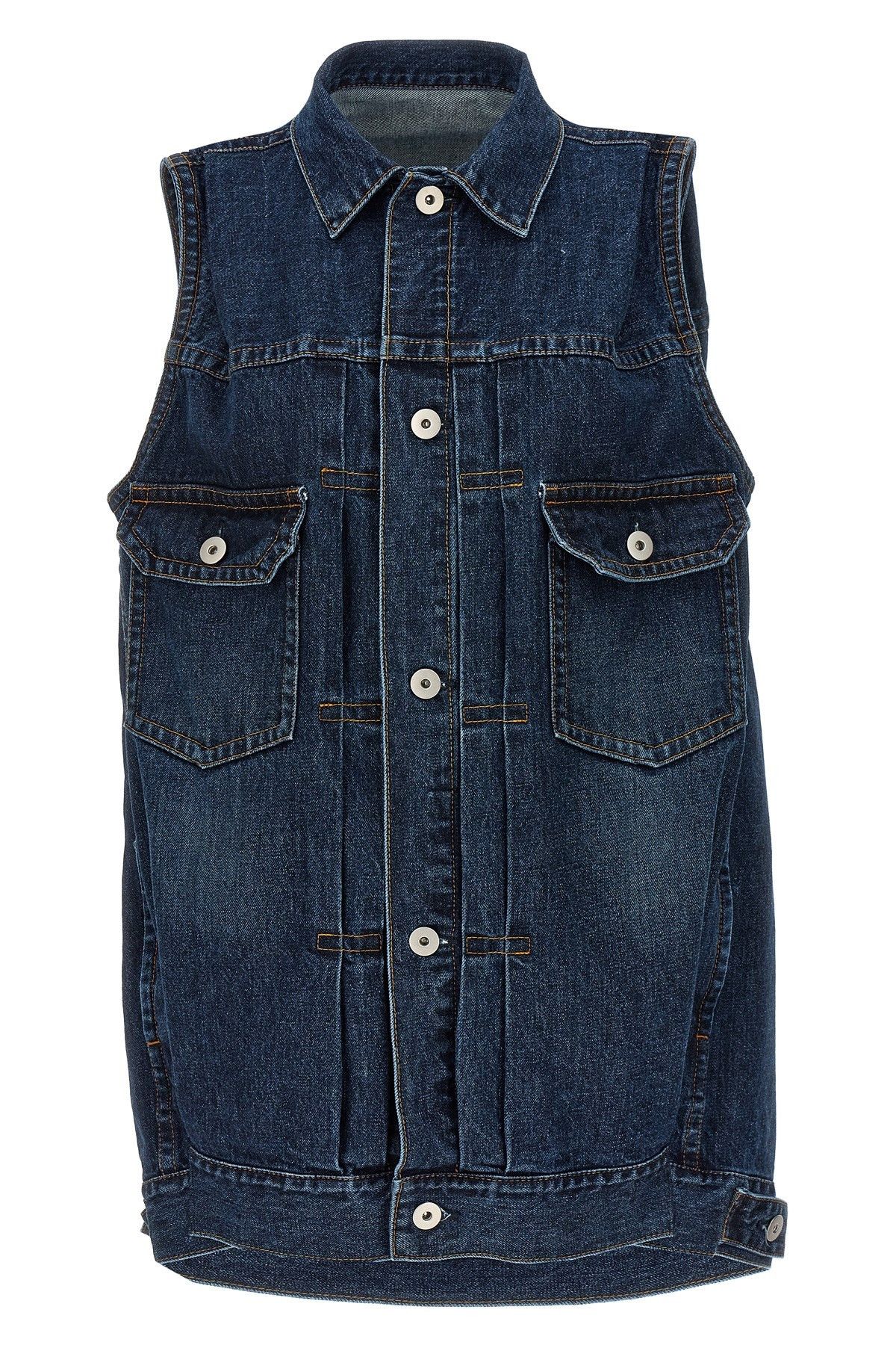 image of Sacai Denim Vest in Blue, Women's (Size Small)