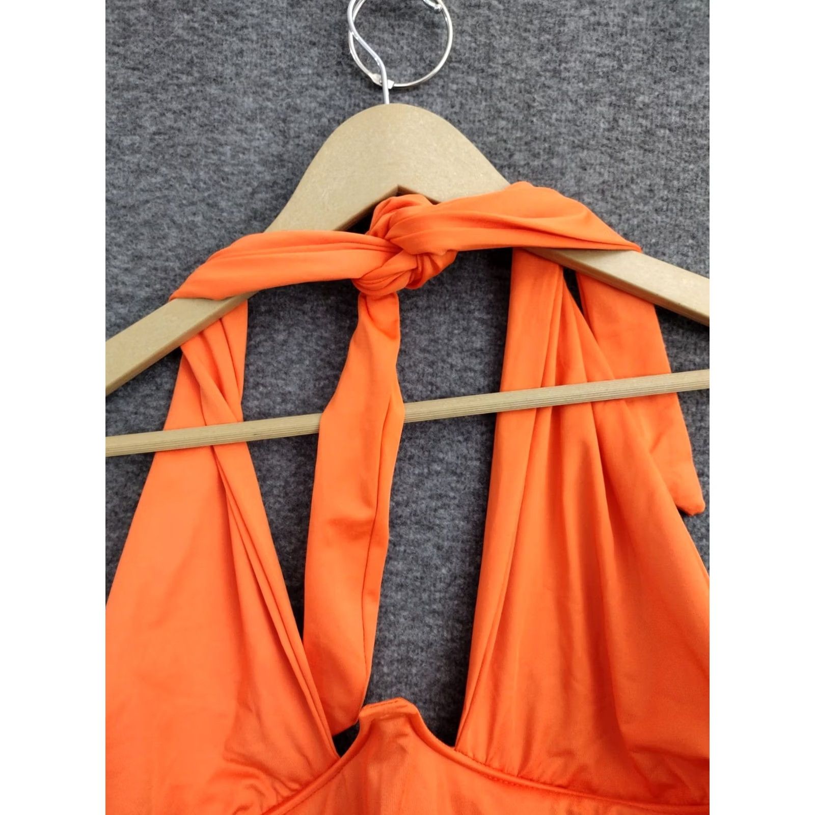 Vintage Women's One Piece Orange Tie Neck Style Swimsuit L Size Size ONE SIZE - 3 Thumbnail