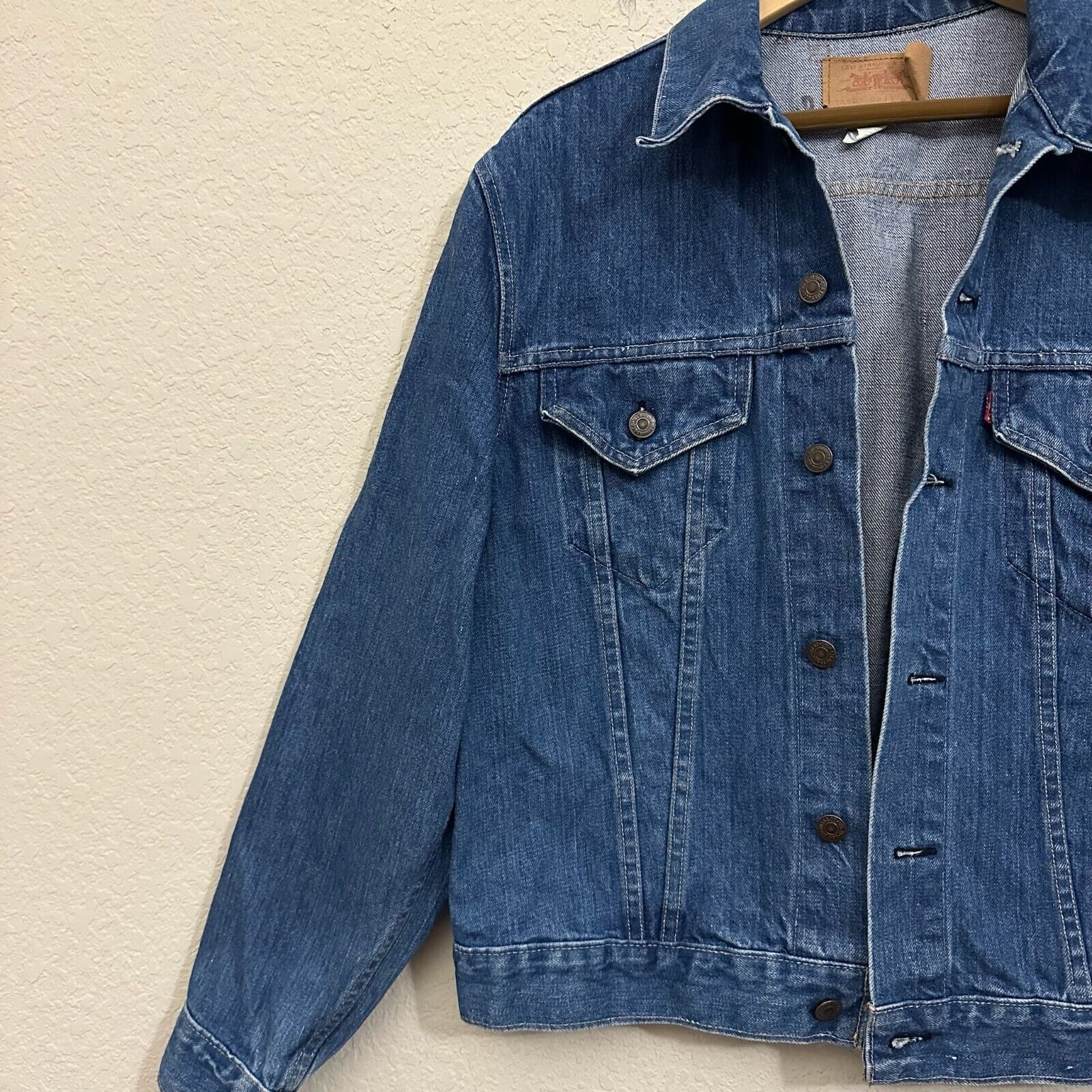 Levi's VINTAGE 80s LEVI'S Denim Trucker Jacket Blue Moto Rider Size US XL / EU 56 / 4 - 3 Thumbnail