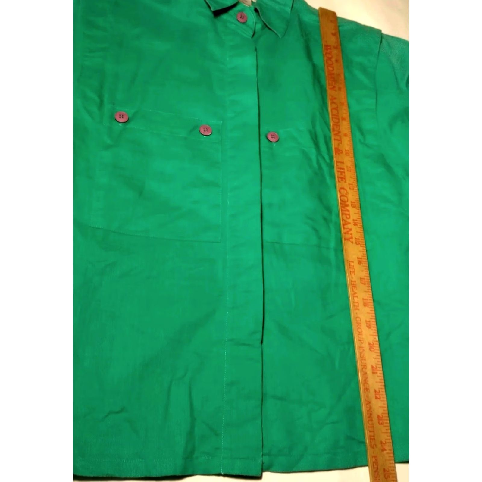 Vintage Bonnie Boerer Unlimited Blouse S Green Button Nautical Porthole Palm Tree Cruise Beaded Accents Size S / US 4 / IT 40 - 4 Thumbnail