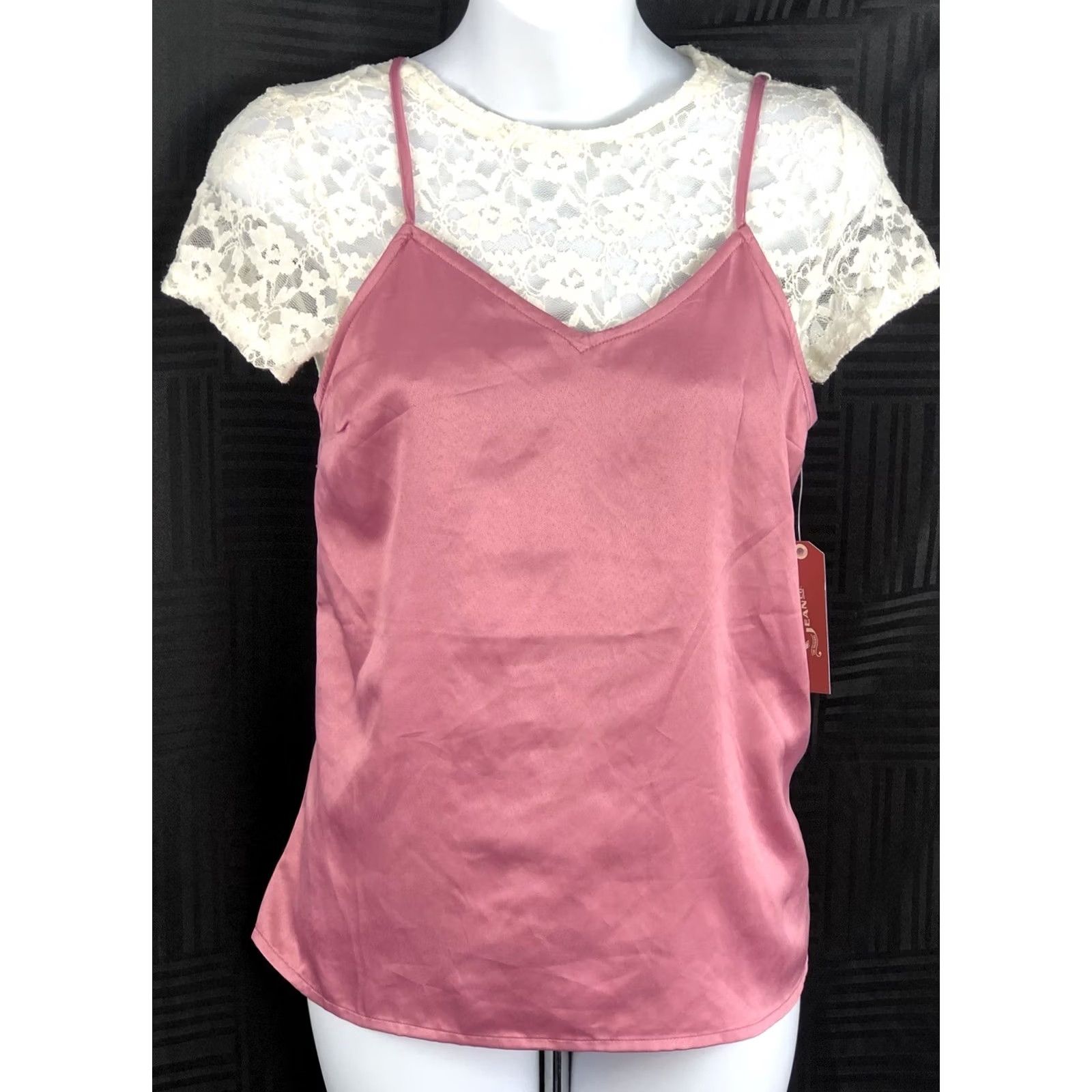 Vintage Vintage Satin Lace Cami Top XS Ivory Mauve 90s Clueless Fairy Y2K Tank Womens XS Pink/Nylon Polyester Lace Satin Camisole Top Size XS / US 0-2 / IT 36-38 - 5 Thumbnail