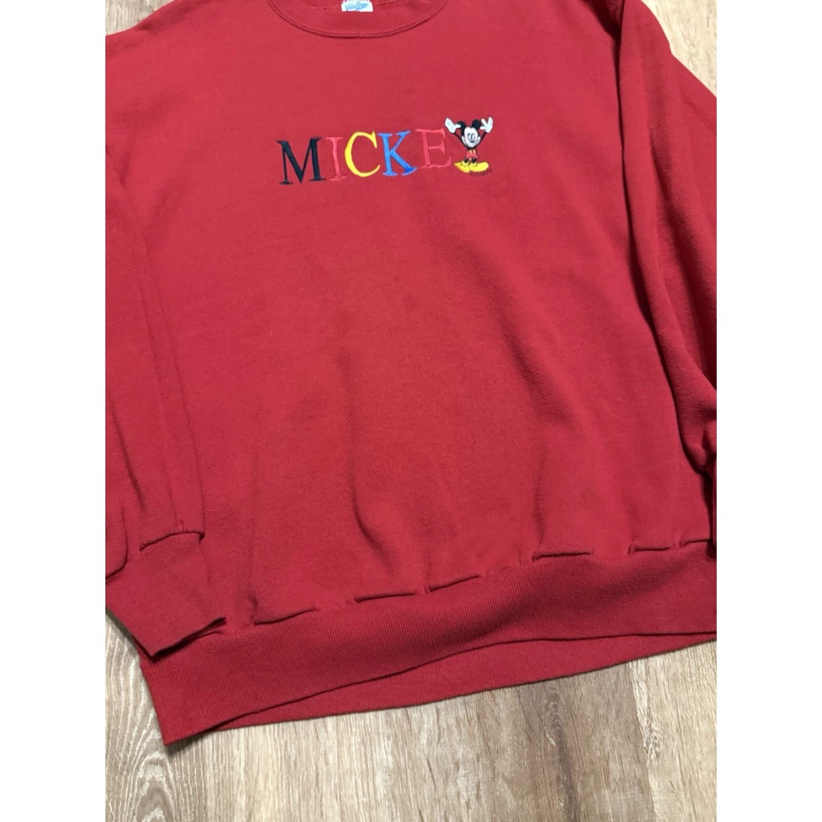 Velva Sheen VINTAGE Mickey Mouse Sweatshirt XL Red Velva Sheen Crew Neck Long Sleeve Red Mens Size US XL / EU 56 / 4 - 6 Thumbnail