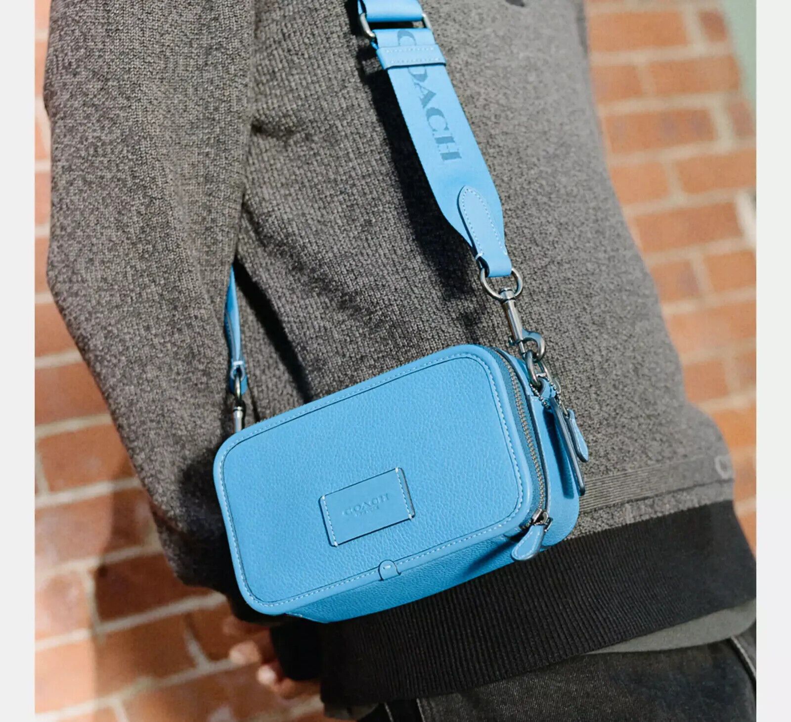 image of NWT Coach Wyatt Crossbody Cm113 in Gunmetal/Bright Blue, Women's