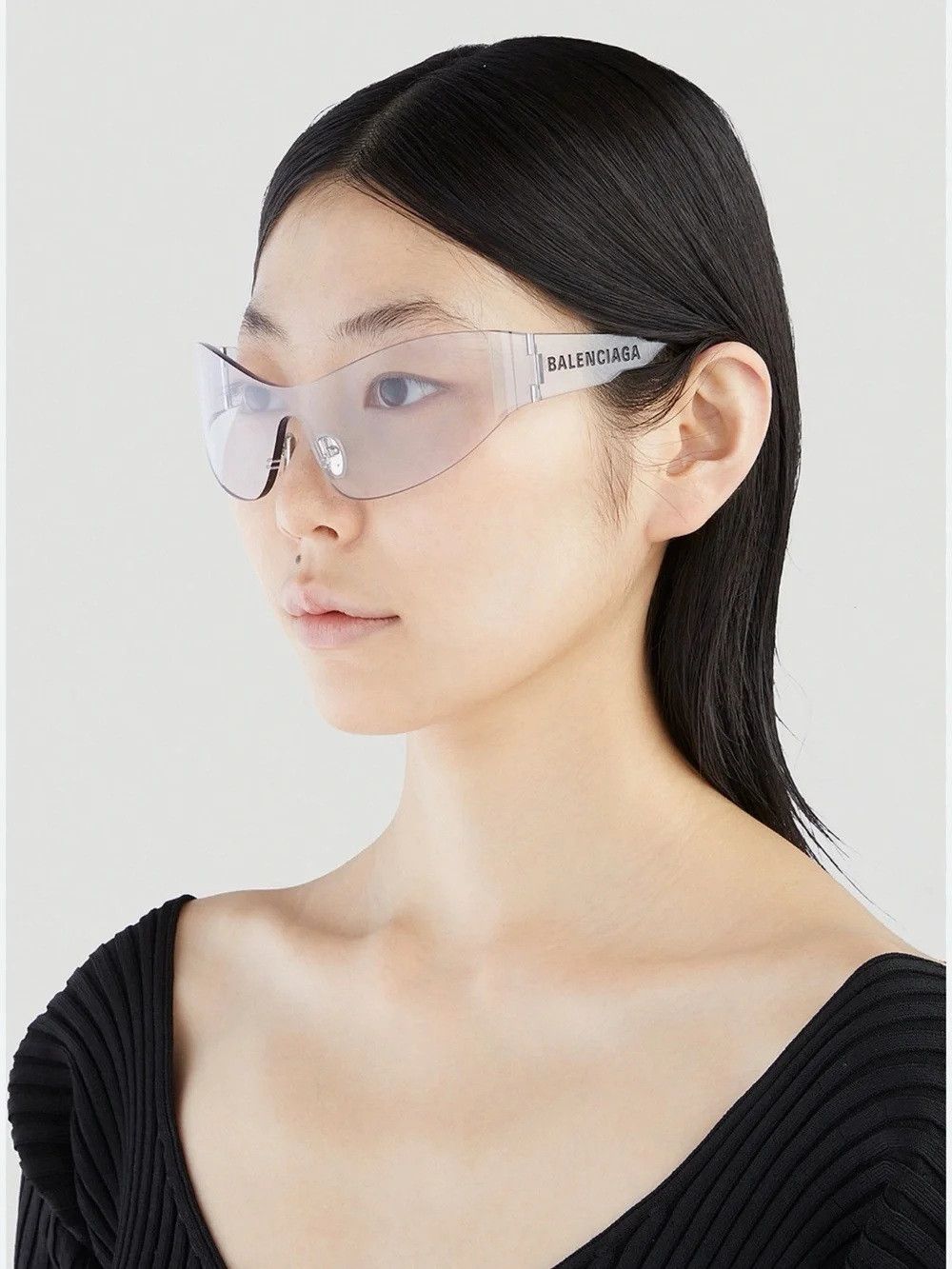 Balenciaga NEW BALENCIAGA BB0257S 002 SUNGLASSES CLEAR SHIELD UNISEX Size ONE SIZE - 1 Thumbnail