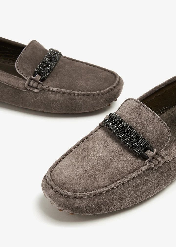 Brunello Cucinelli o1y0725 Leather Loafers in Taupe Gray Size US 10.5 / IT 40.5 - 3 Thumbnail