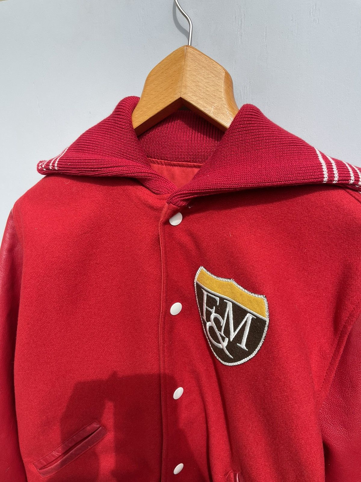 Franklin & Marshall Franklin & Marshall Reversible Varsity Leather Jacket Size US XL / EU 56 / 4 - 4 Thumbnail