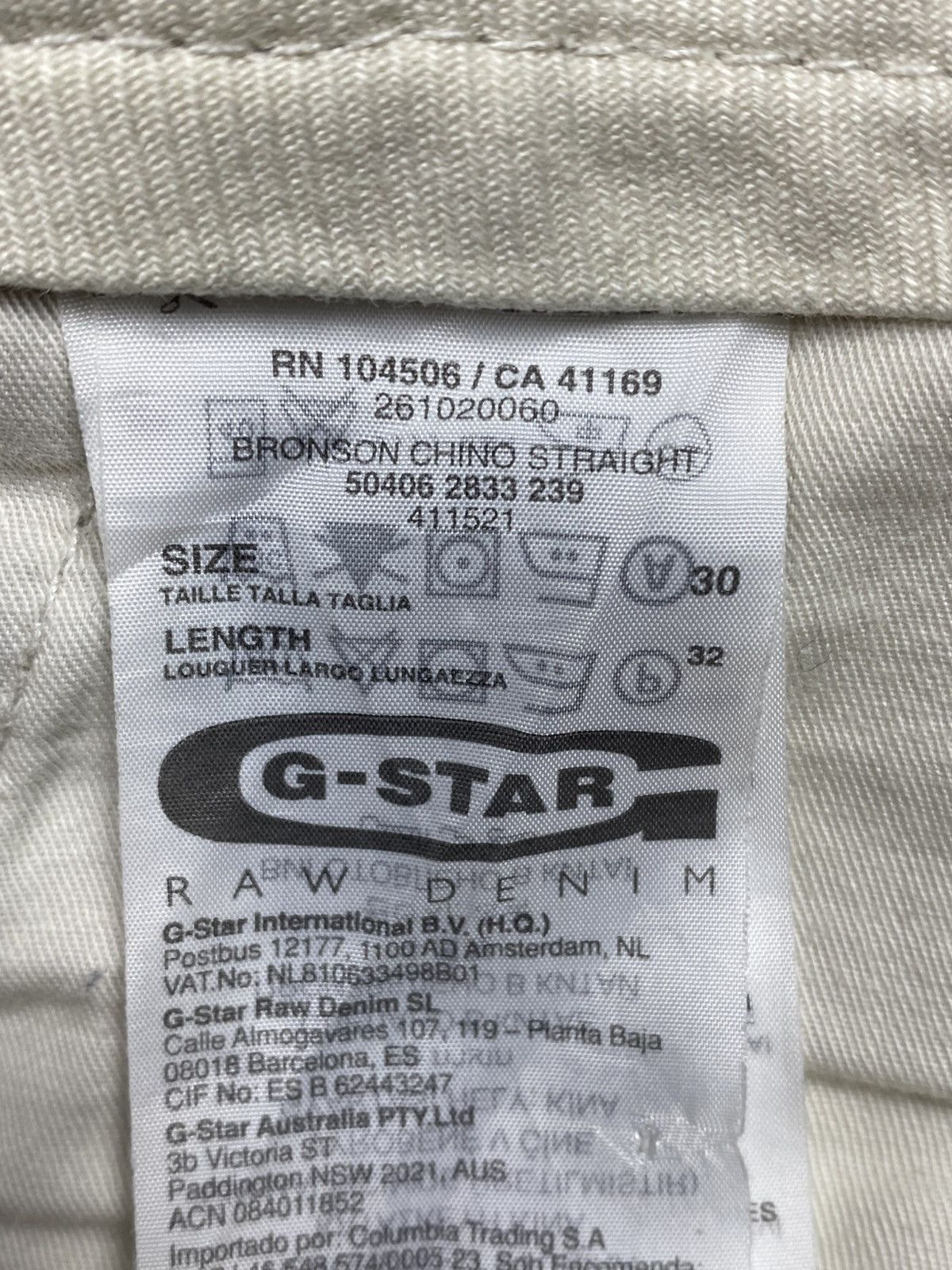 G-Star G-Star Raw Bronson Chino Straight Beige Chinos W30 L32 Size US 30 / EU 46 - 23 Thumbnail