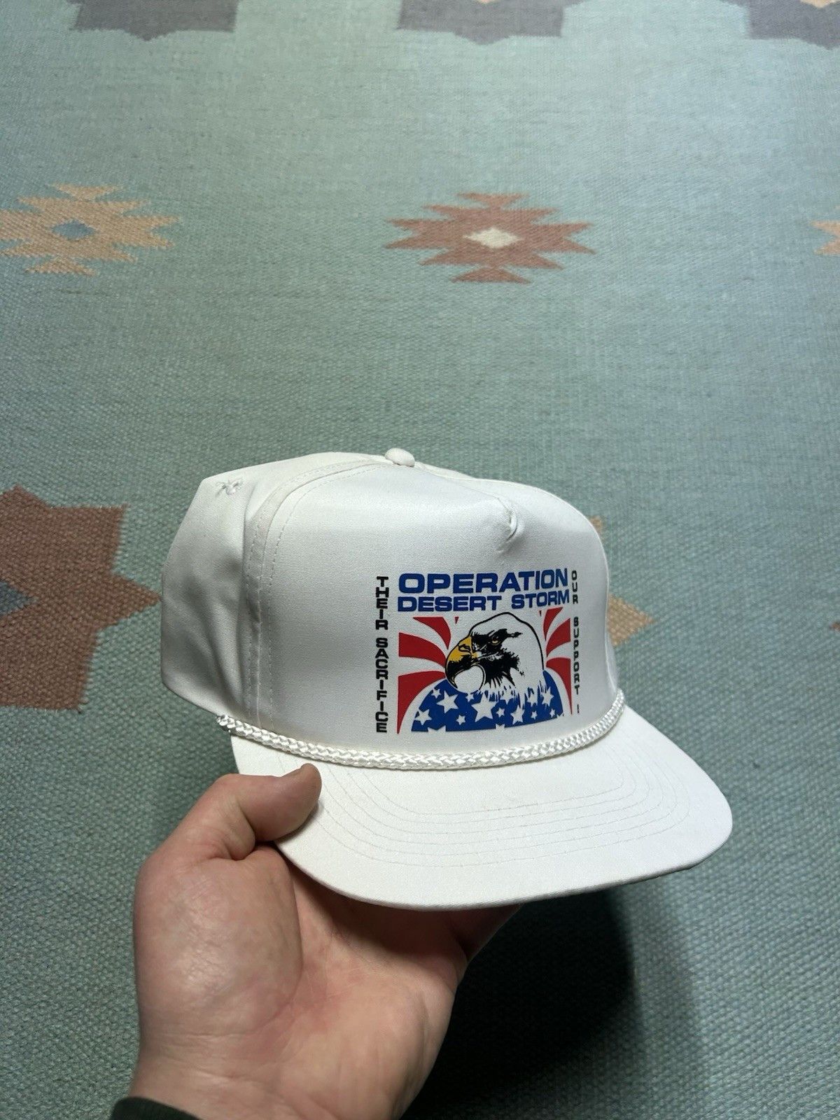 Vintage Vtg Snap hat operation desert storm eagle USA military army Size ONE SIZE - 1 Thumbnail