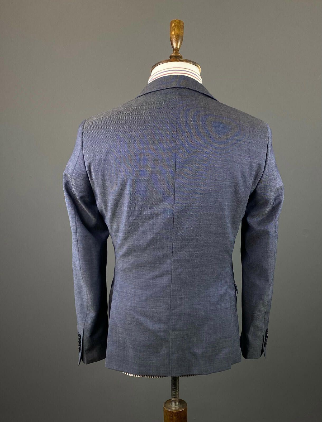 Paoloni Men Paoloni Blue Wool Two Button Sport Coat Balzer Size 50 Size 40R - 5 Thumbnail