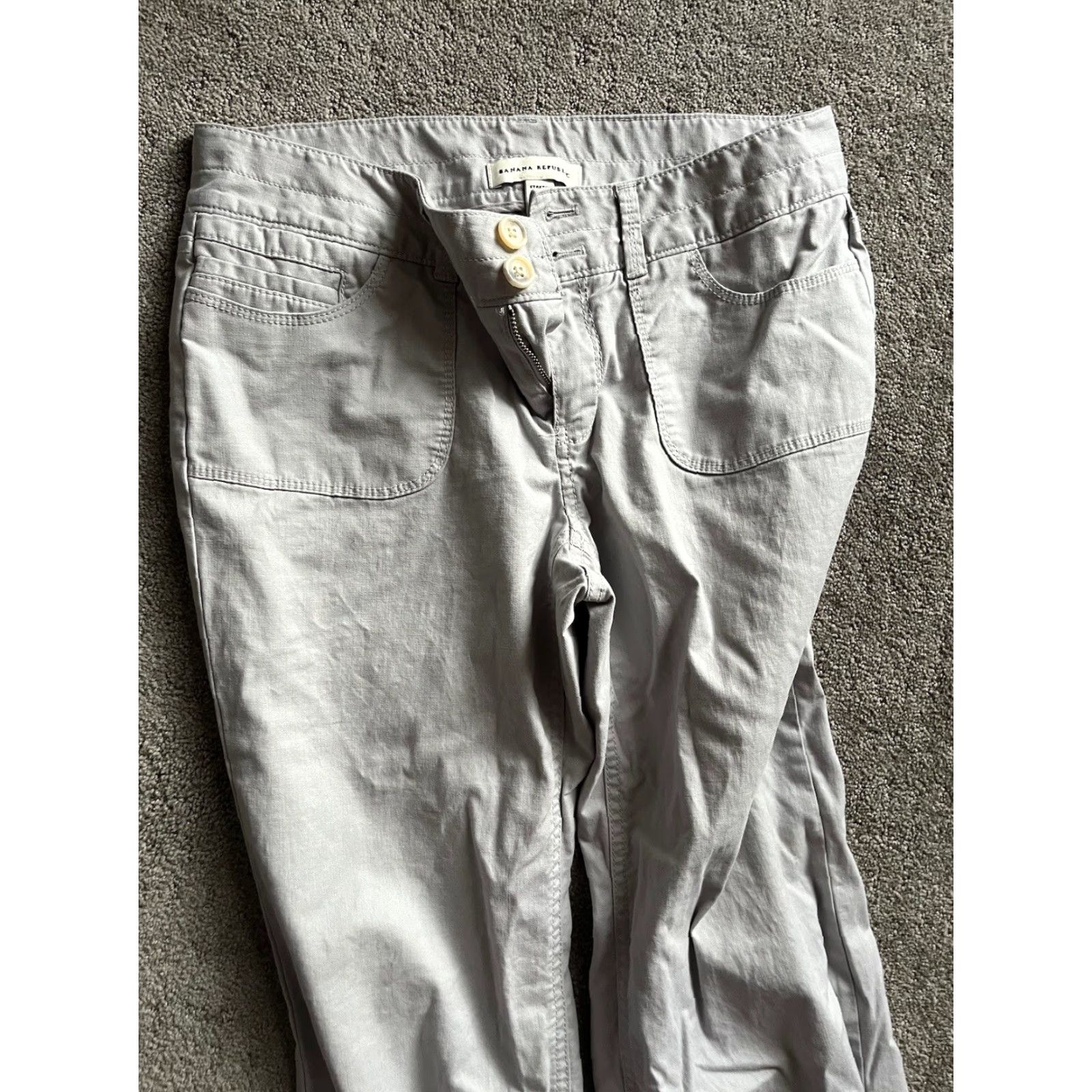 Banana Republic Banana Republic Pants Womens 4 Gray Cropped Straight Chino Casual City Preppy Cotton Spandex Mid 8.5-10.5 in 25 in Inseam Womens Size 27" / US 4 / IT 40 - 2 Thumbnail