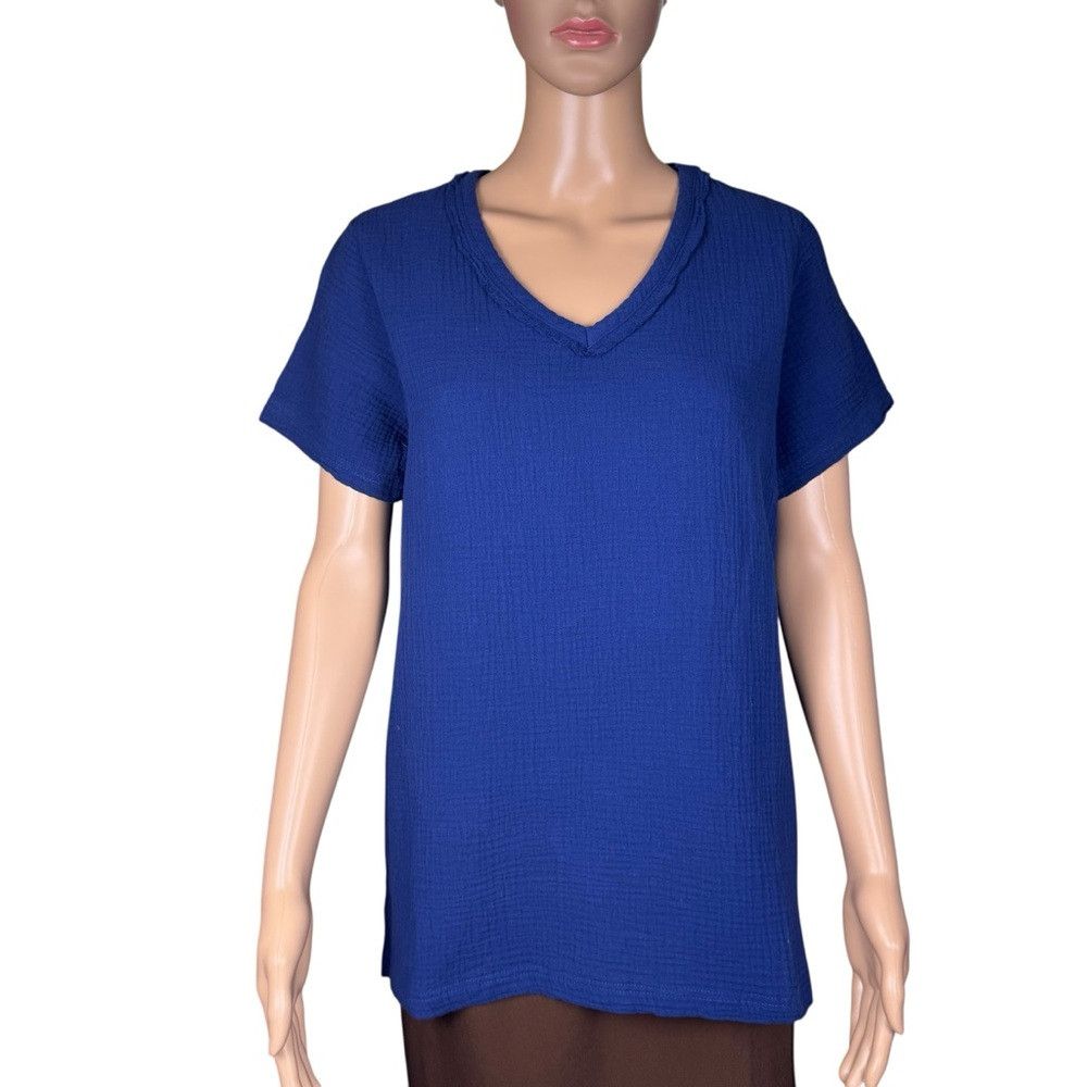 Other New Belle Beach by Kim Gravel Gauze V-Neck Nautical Navy Co Size XS / US 0-2 / IT 36-38 - 2 Thumbnail