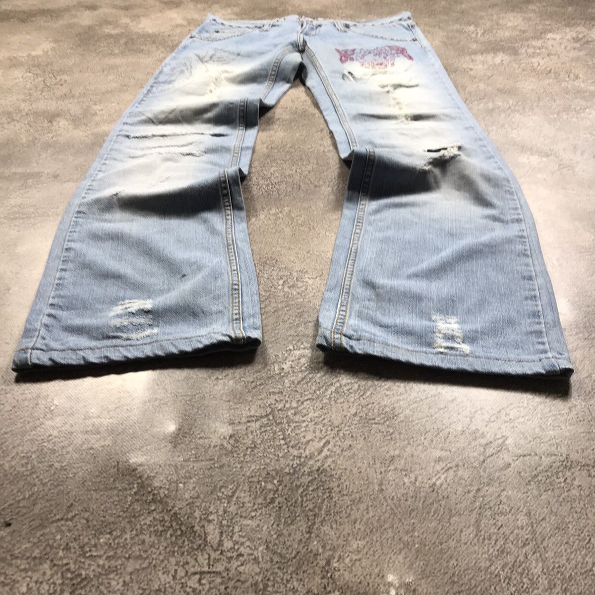 Vintage Vintage 90s Japan Baggy Distressed Thrashed Jeans Grunge 32 Size US 32 / EU 48 - 1 Thumbnail